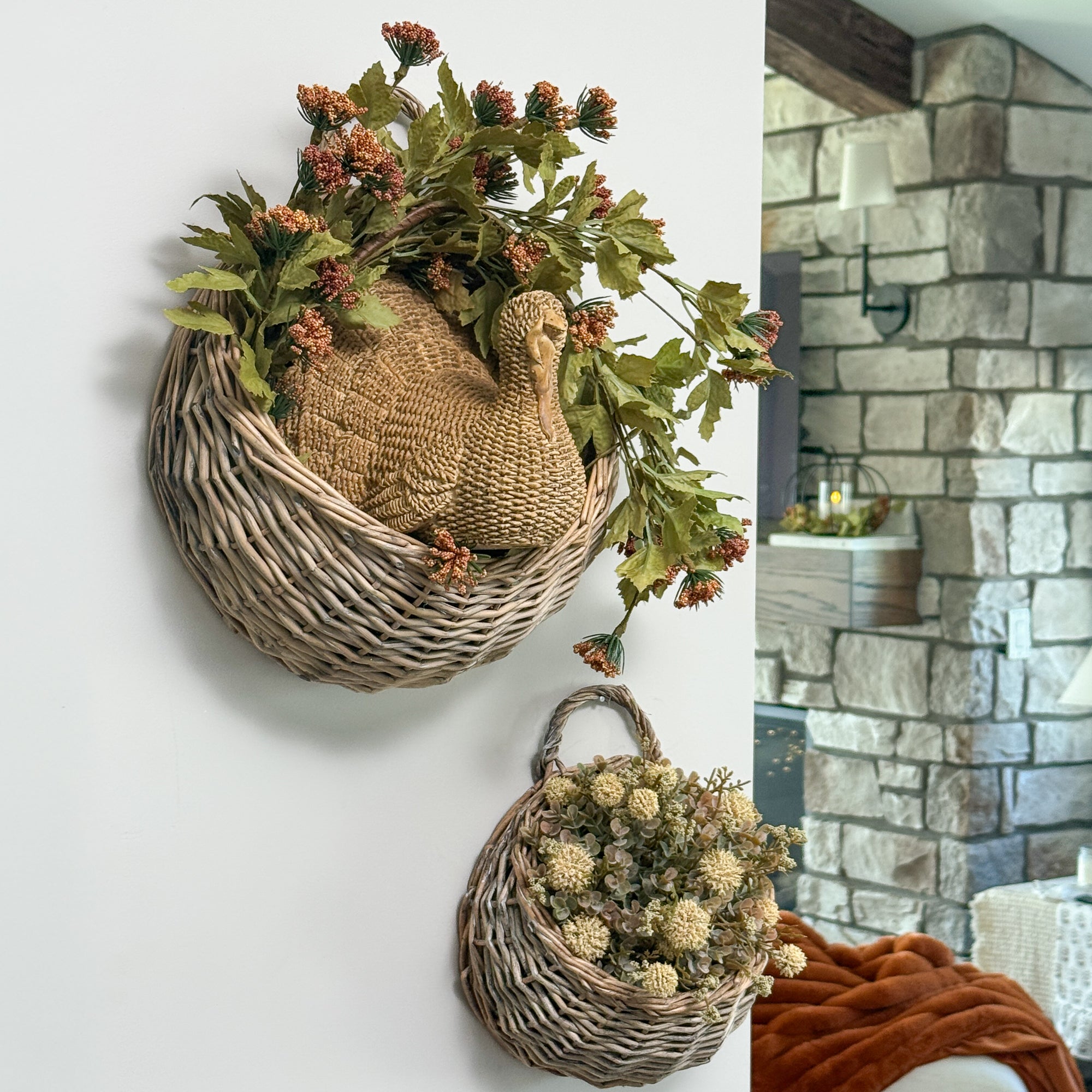 Willow Wall Baskets-Set of Two - Interior Delights