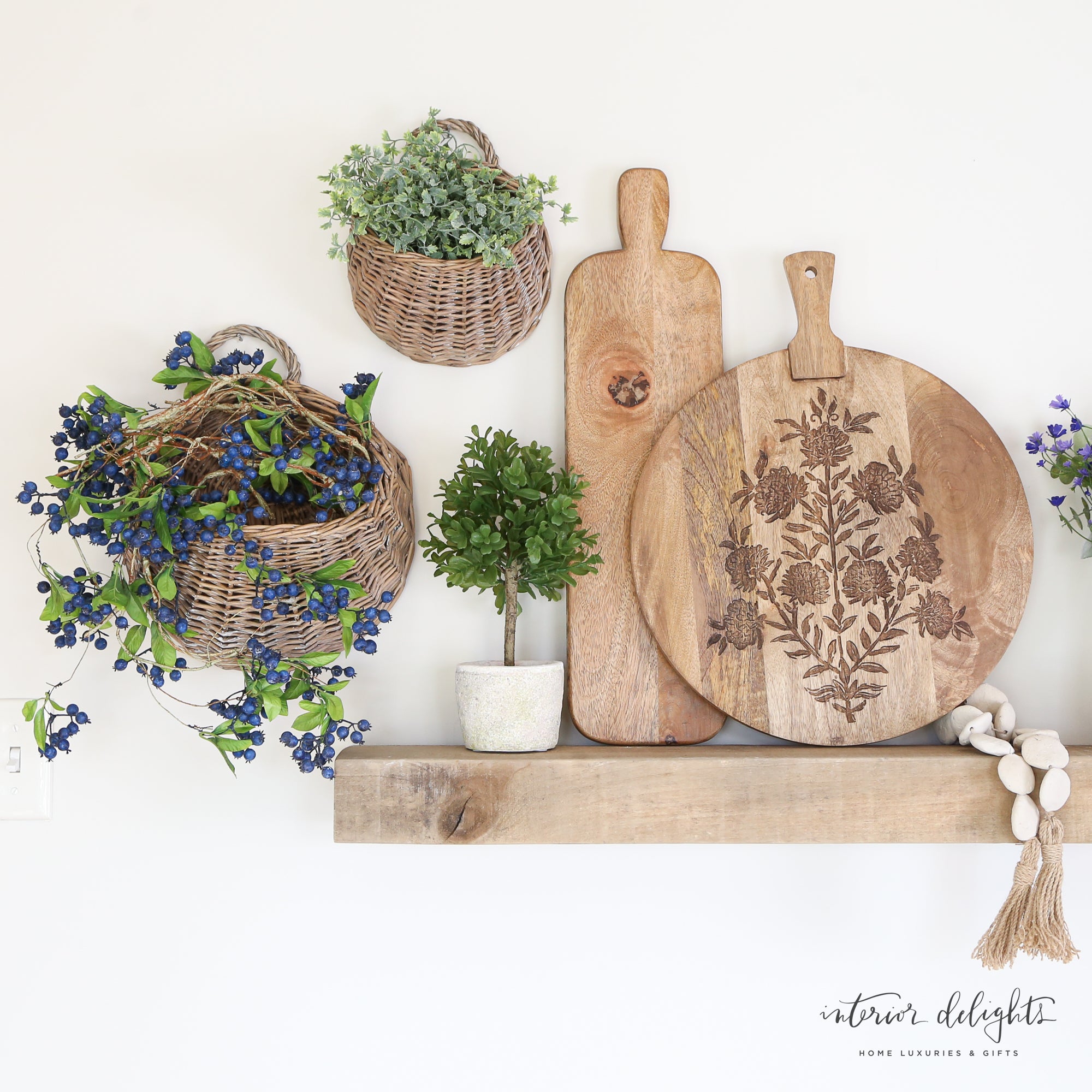 Long Board with Engraved Edge featuring elegant flower engraved detail, perfect for serving charcuterie and adding style to your kitchen or dining space.