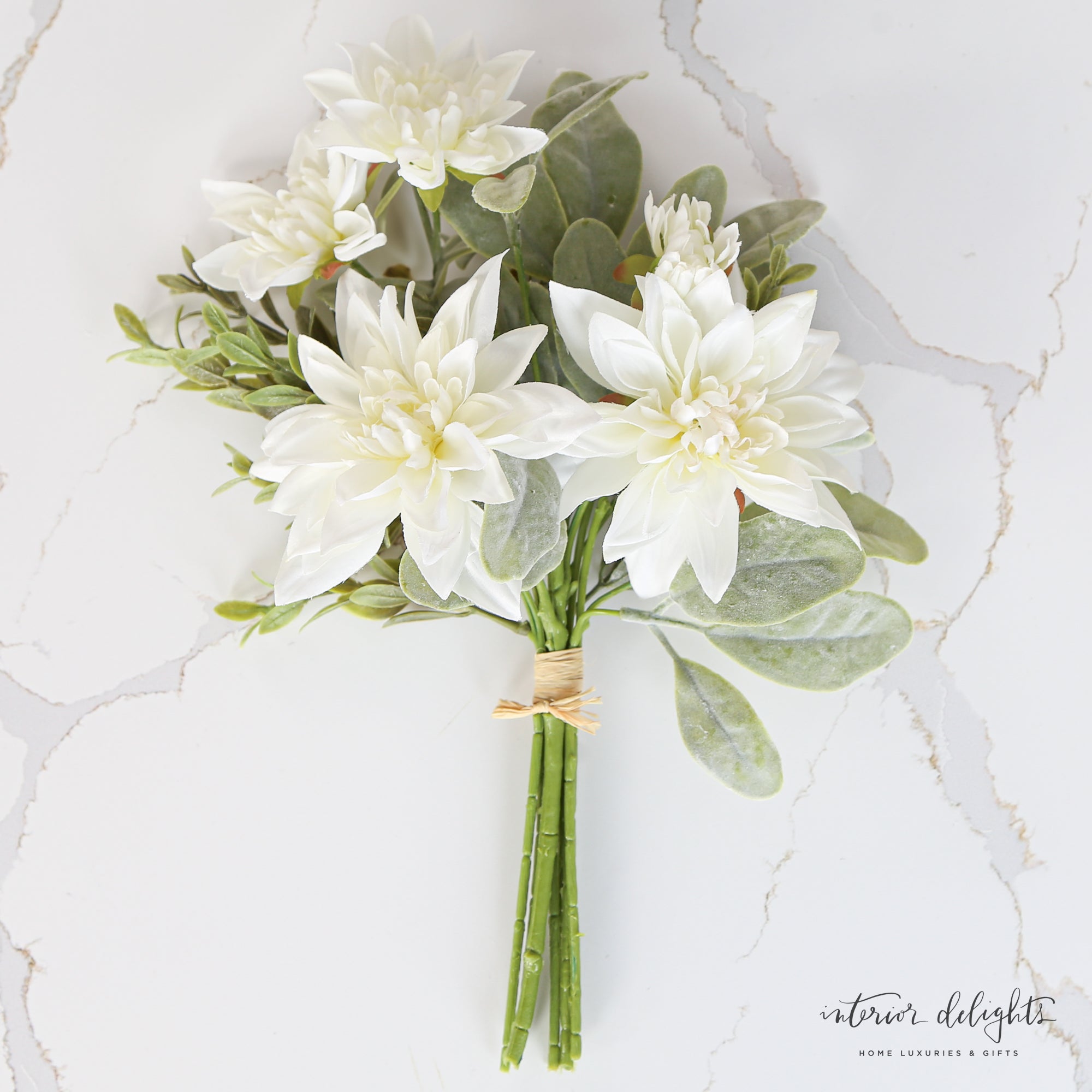 13-inch Arabesque Blooms Bundle featuring elegantly crafted white flowers in a beautiful arrangement for home decor.