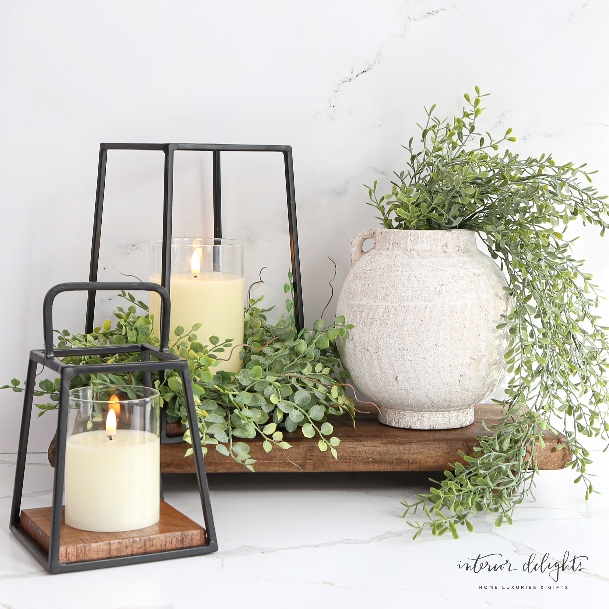 Mini Lantern Set on a countertop, enhancing the decor with a timeless appeal.