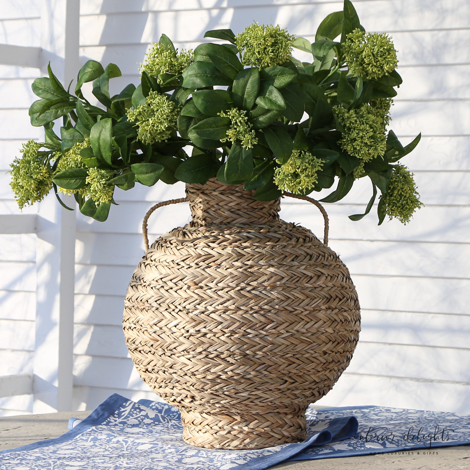 PRE ORDER Seagrass Basket Vase with Handles ETA SHIPPING WEEK OF 2/16 - Interior Delights