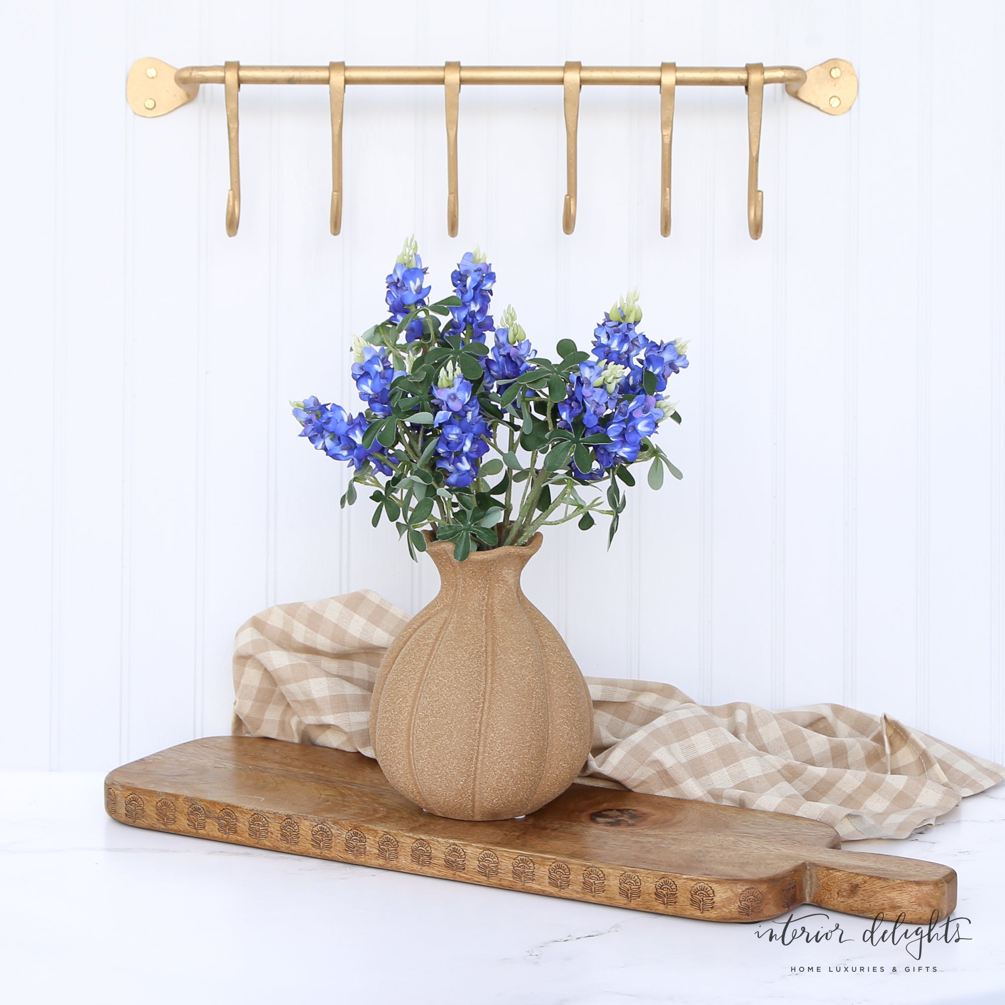 7” Brown Stoneware Vase showcasing rustic charm with scalloped opening and textured surface, perfect for floral displays or as a standalone accent piece.