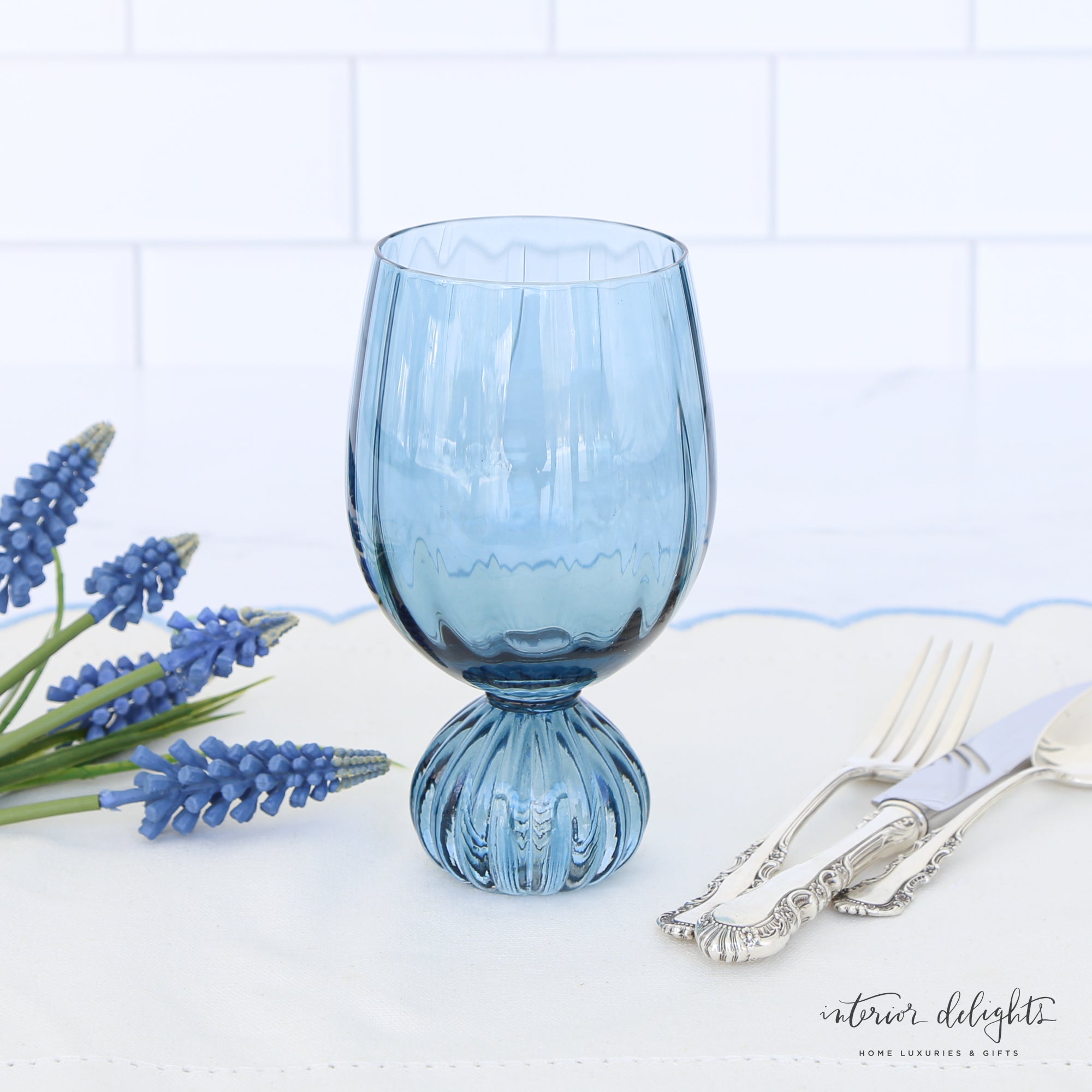 Pleated Foot Wine Glass Set of 4