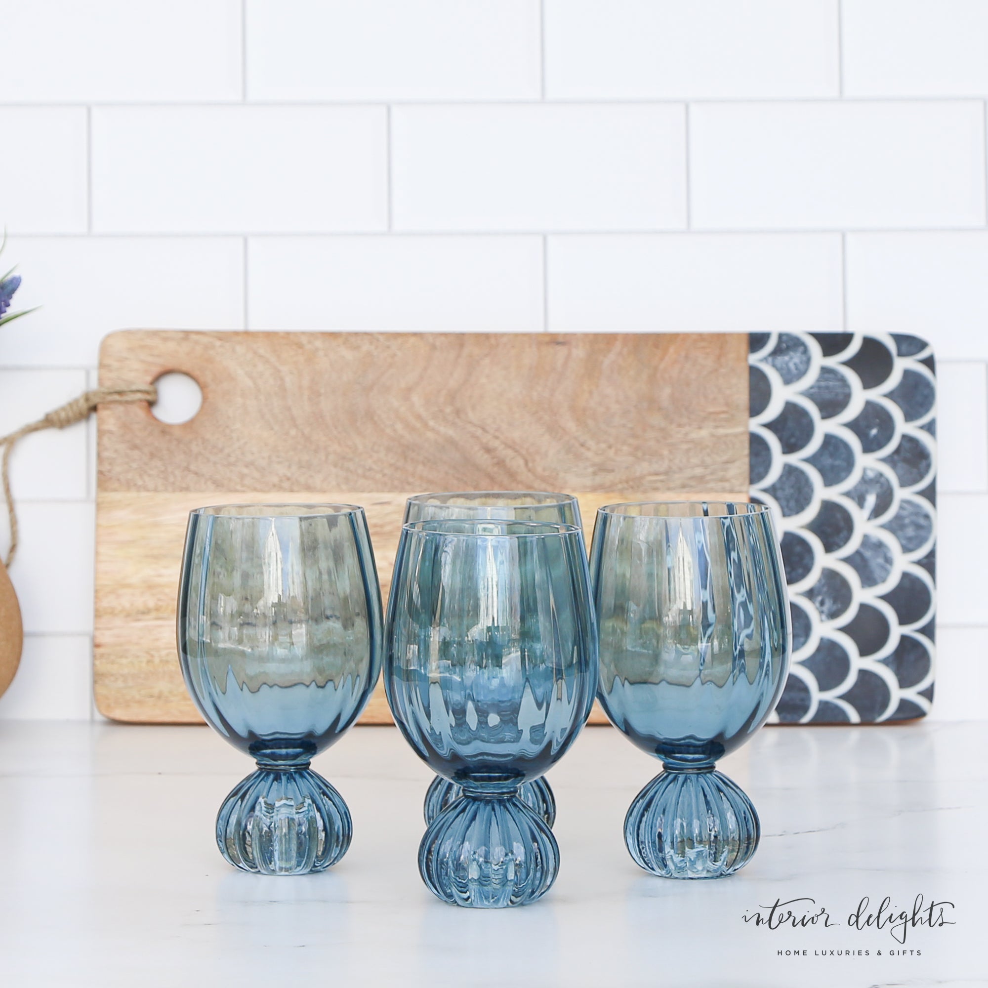 Pleated Foot Wine Glass Set of 4