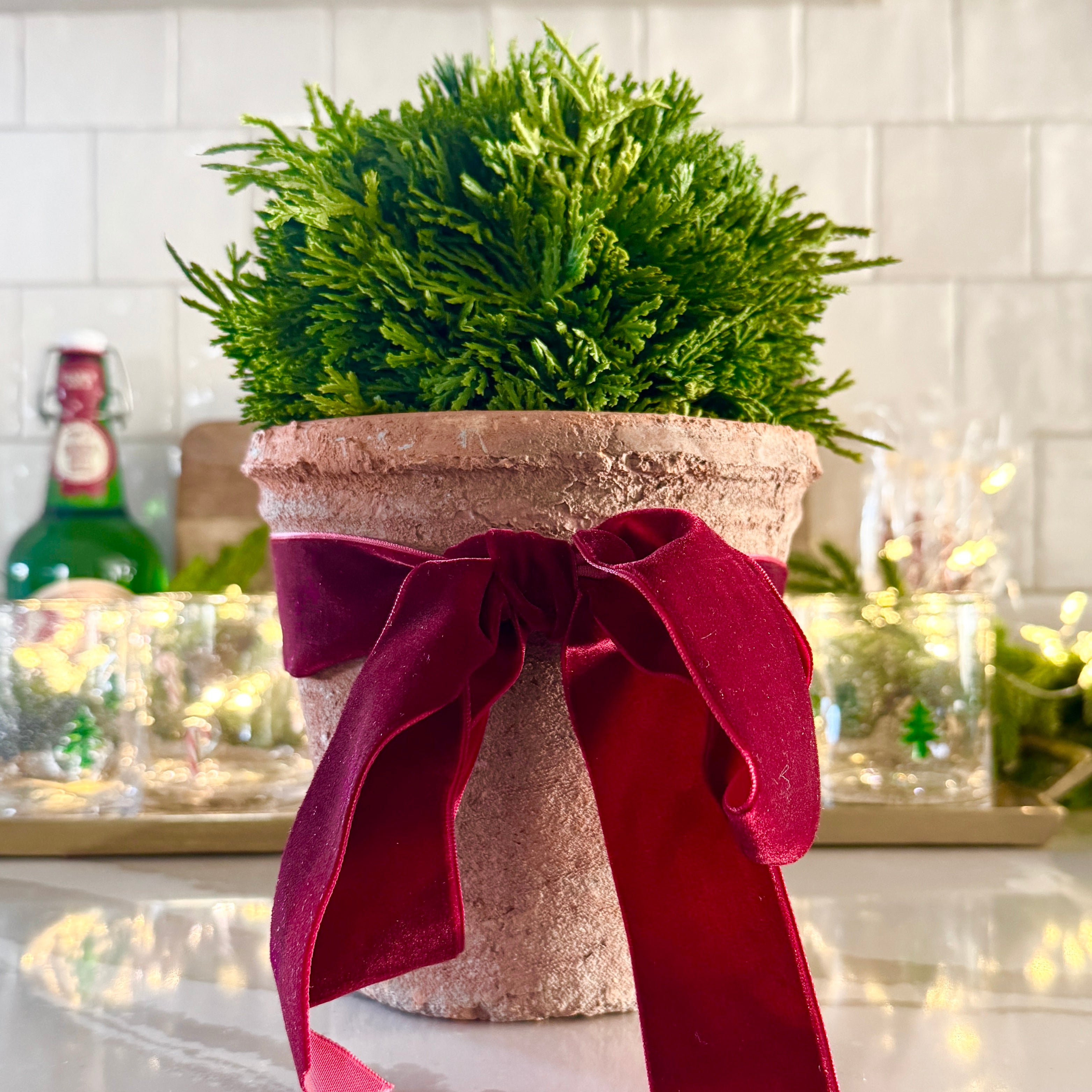 6" Real Touch Cedar Ball with Rope - Interior Delights