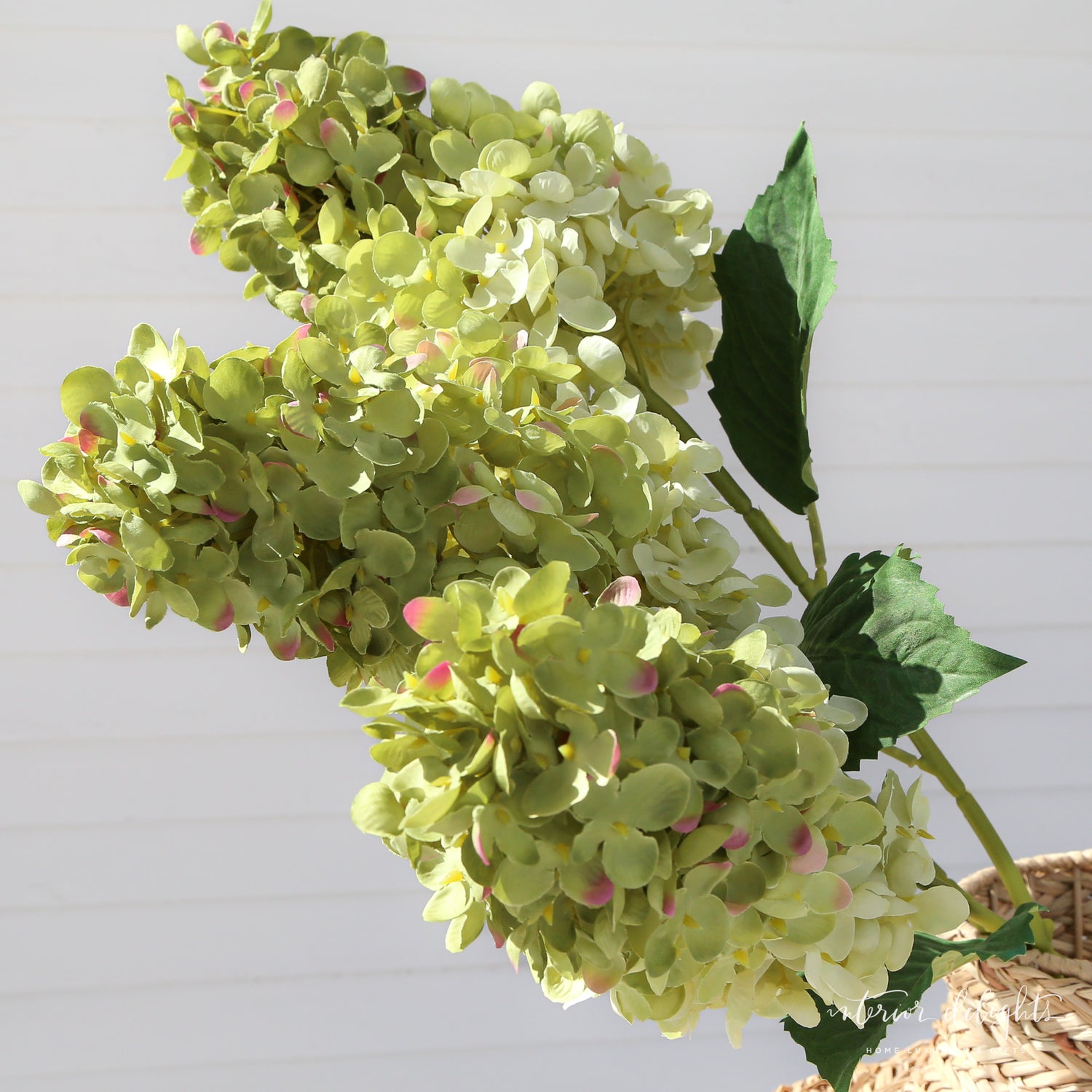 Summit Hydrangea Stem in cream color showcasing lifelike blooms and elegance.