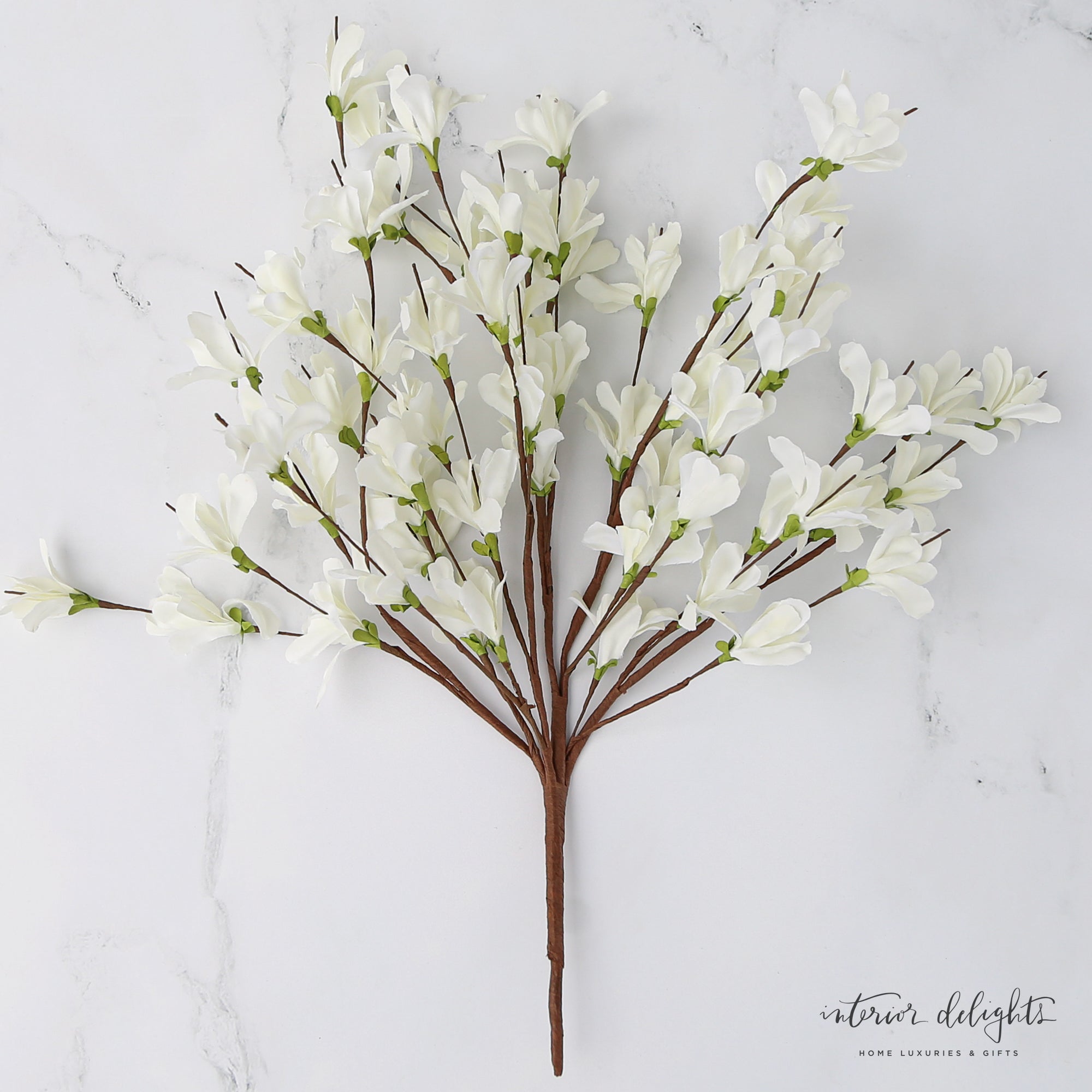 White Forsythia Bush-20in - Interior Delights