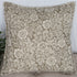 Large Bloom Floral and Leaf Pillow-Square with a soft layered cotton texture and a beautiful light brown and cream floral pattern.