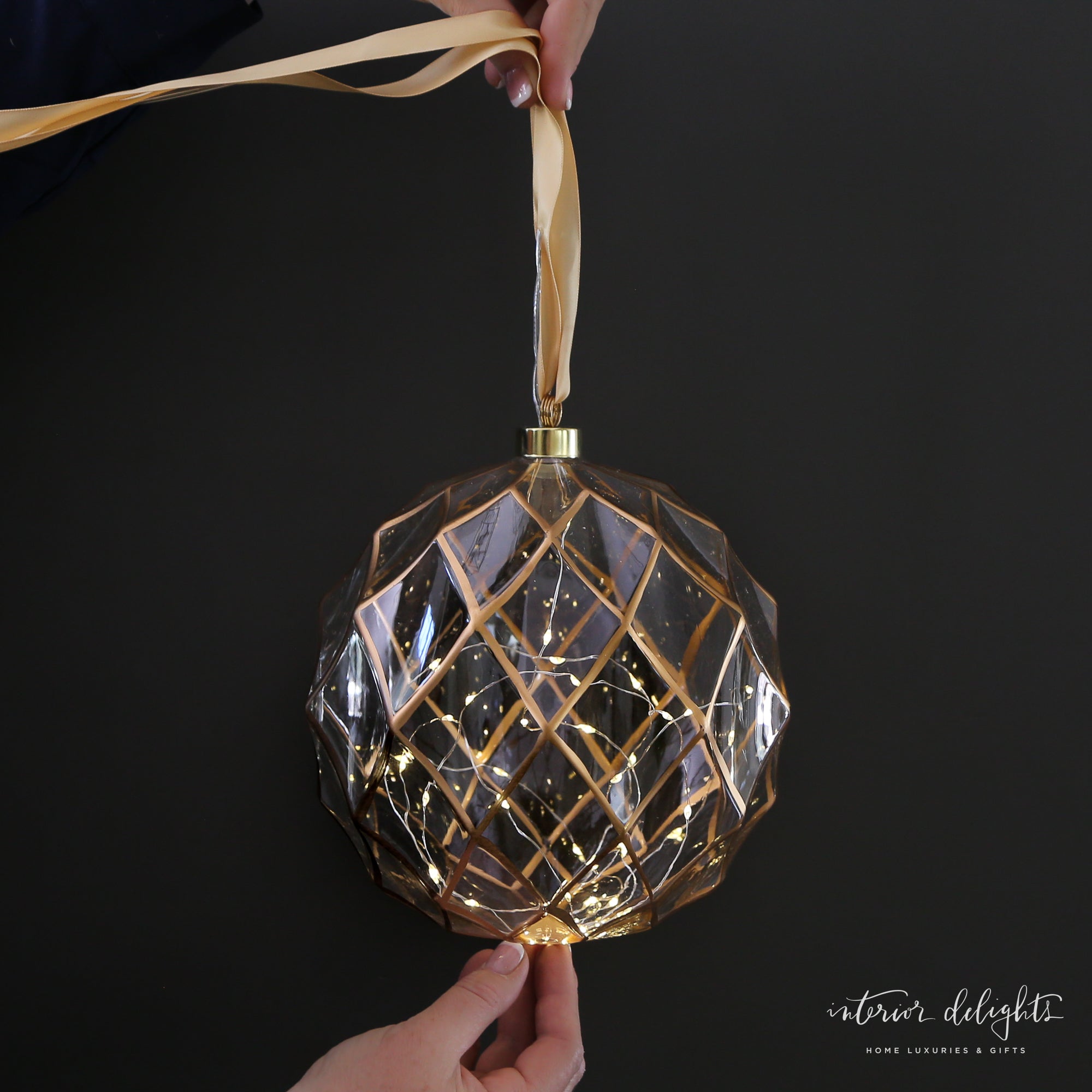 Etched Glass LED Individual Ornaments - Pinecone shape with delicate LED illumination for festive decorations.