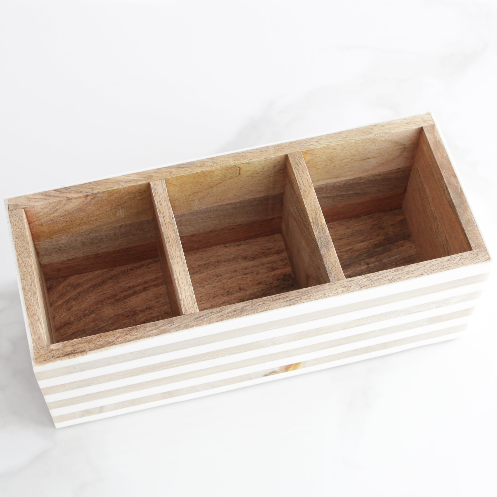 Beige Striped Resin 3 Section Caddy
