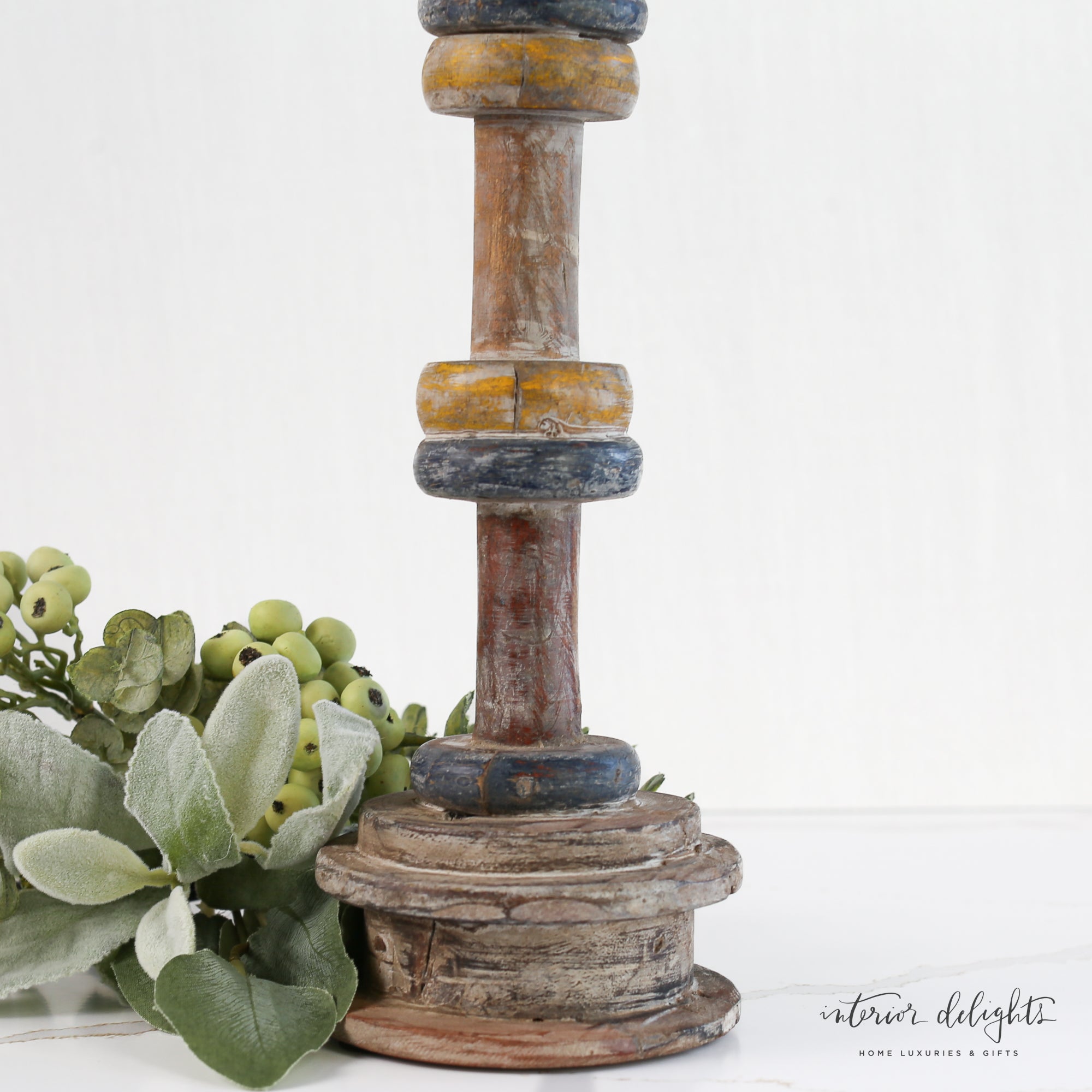 Wooden Spool Table Lamp in a cozy living space, perfect for those who appreciate one-of-a-kind decor.