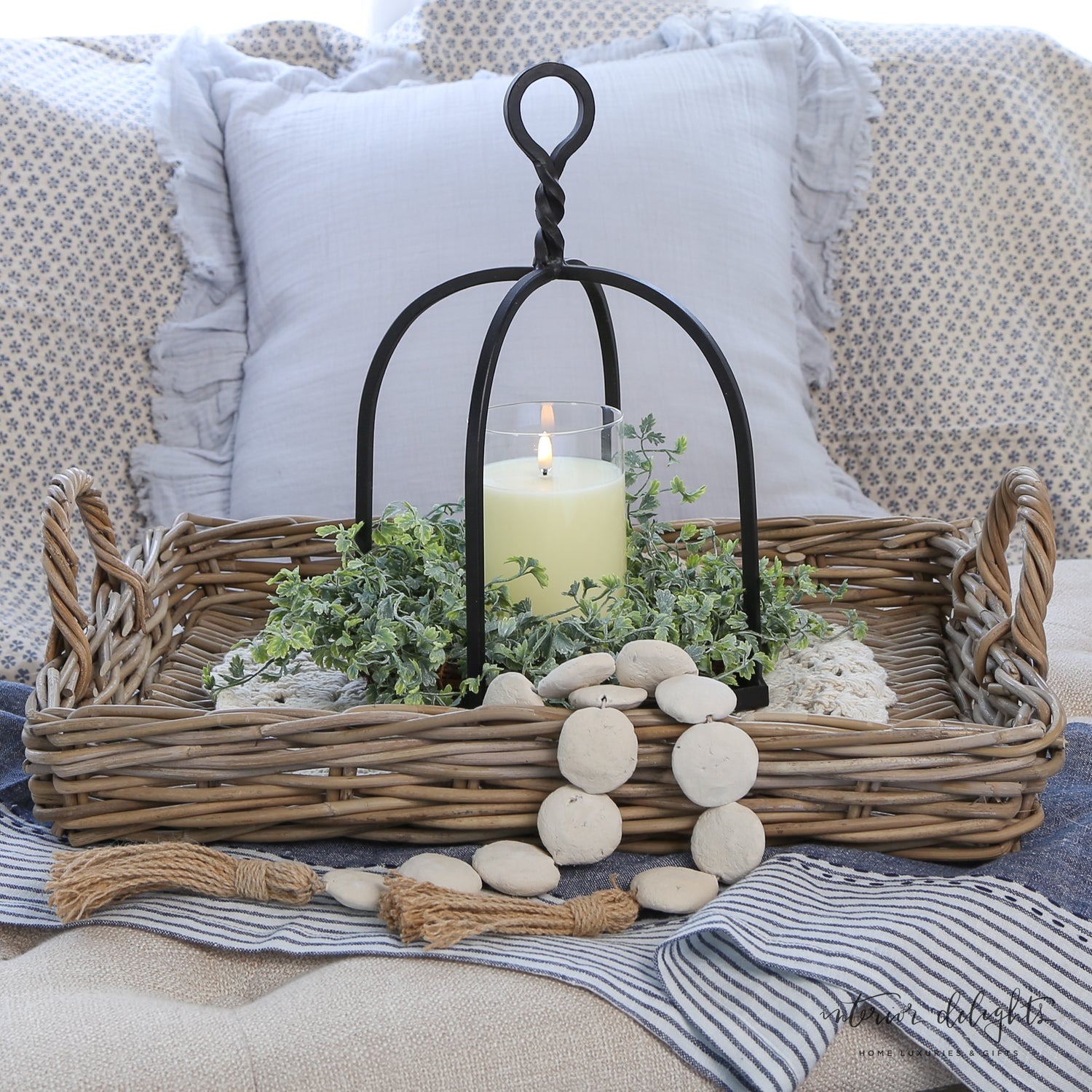 The Medium Nesting Willow Tray from the Set of 3 filled with seasonal fruits, perfect for serving or decorating.