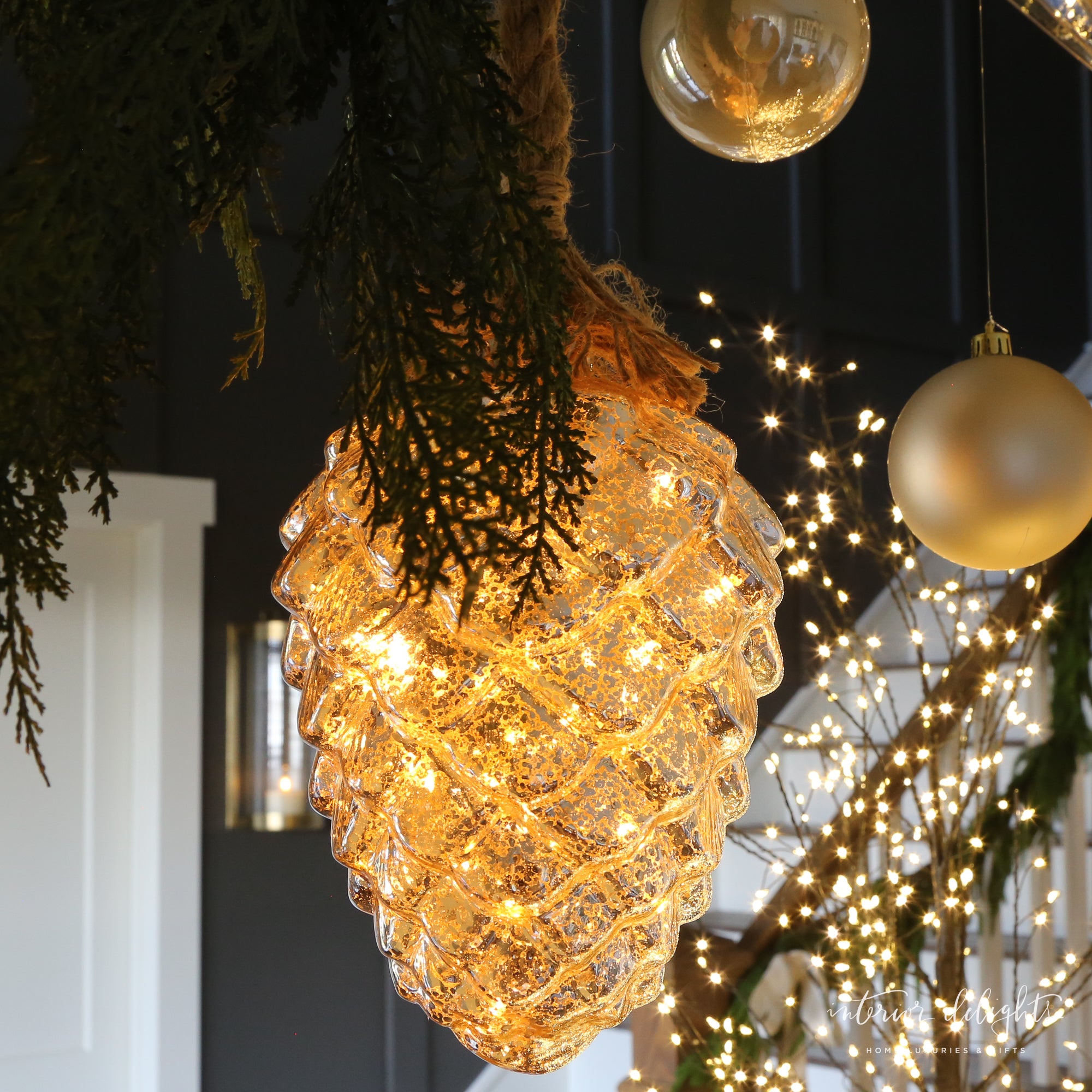 Luster Glass LED Individual Ornament in Onion shape - featuring delicate LED lights for a cozy glow.