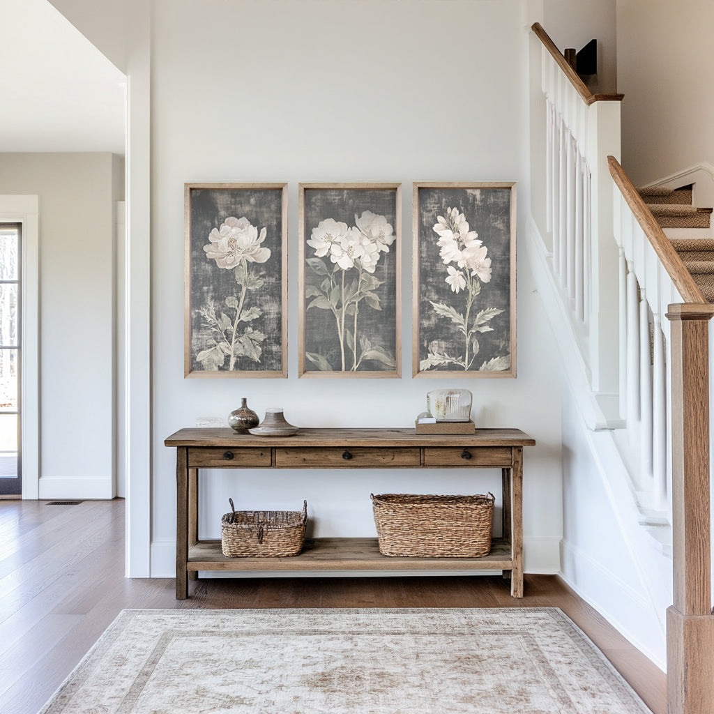 35 x 18 Vintage Dark Floral Botanicals