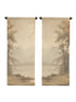 Pond Set - 2 Piece Set featuring a rustic design printed on Raw Natural Canvas, complete with top dowel, hidden bottom dowels, and hanging brackets for easy display.