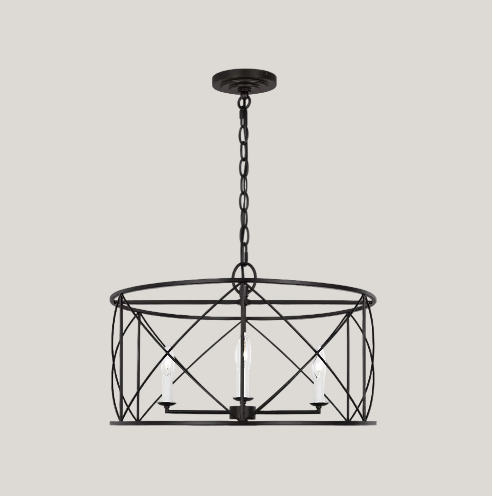 Stephanie - Aged Iron Drum Chandelier - Interior Delights
