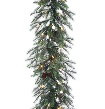 9-Foot Pre-Lit New England Pine Garland with Cones & Clear Lights