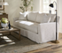 89" Lilah Bench Slipcovered Express Sofa featuring a casual slipcovered design and textured neutral fabric, ideal for any living space.
