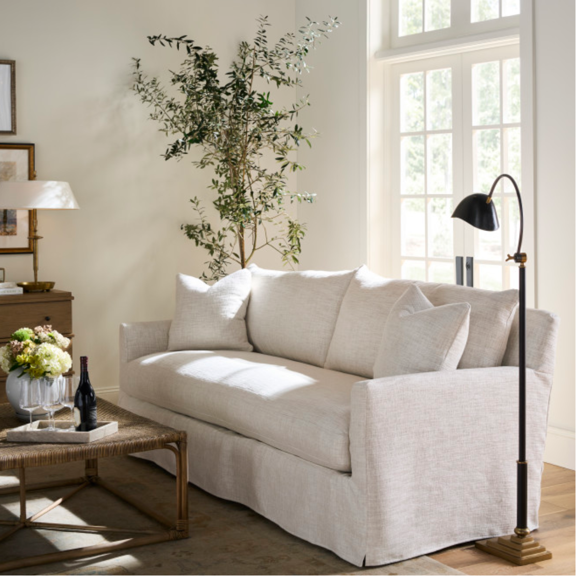 89" Lilah Bench Slipcovered Sofa