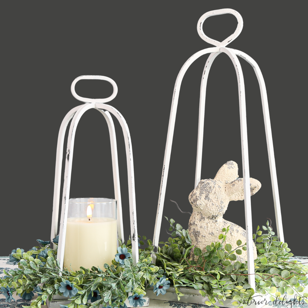 White Distressed Lanterns- Set of 2