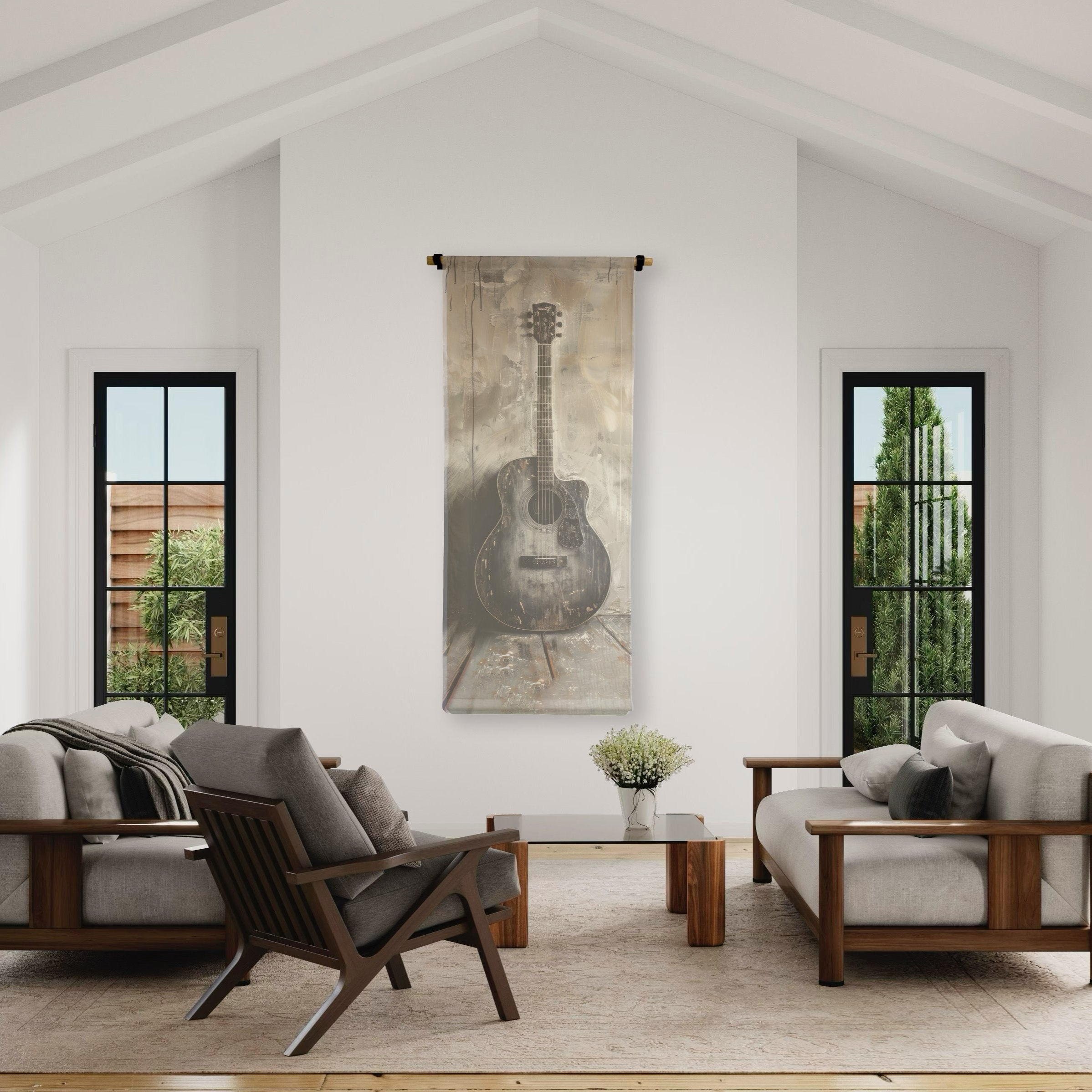 Detailed view of the Guitar Scroll, showcasing the handmade quality and time-worn feel perfect for decor.