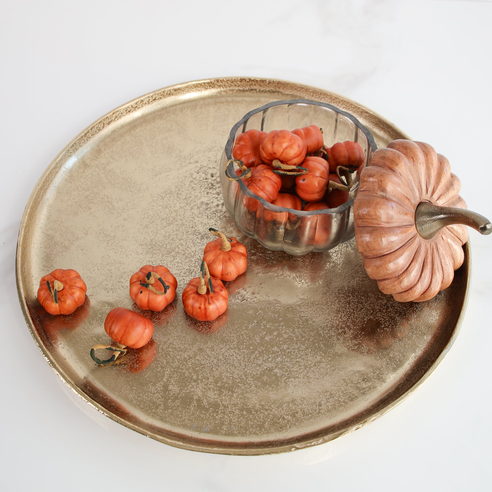 Glass Pumpkin Dishes with Wood Lids- Small or Large