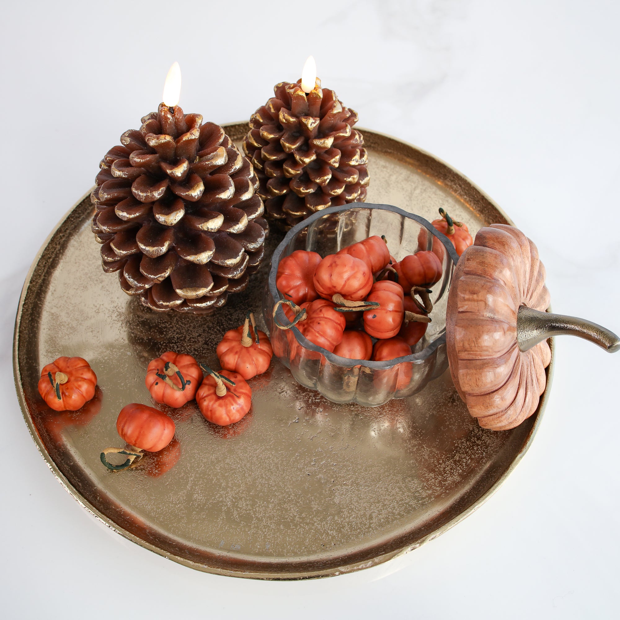 Glass Pumpkin Dishes with Wood Lids- Small or Large
