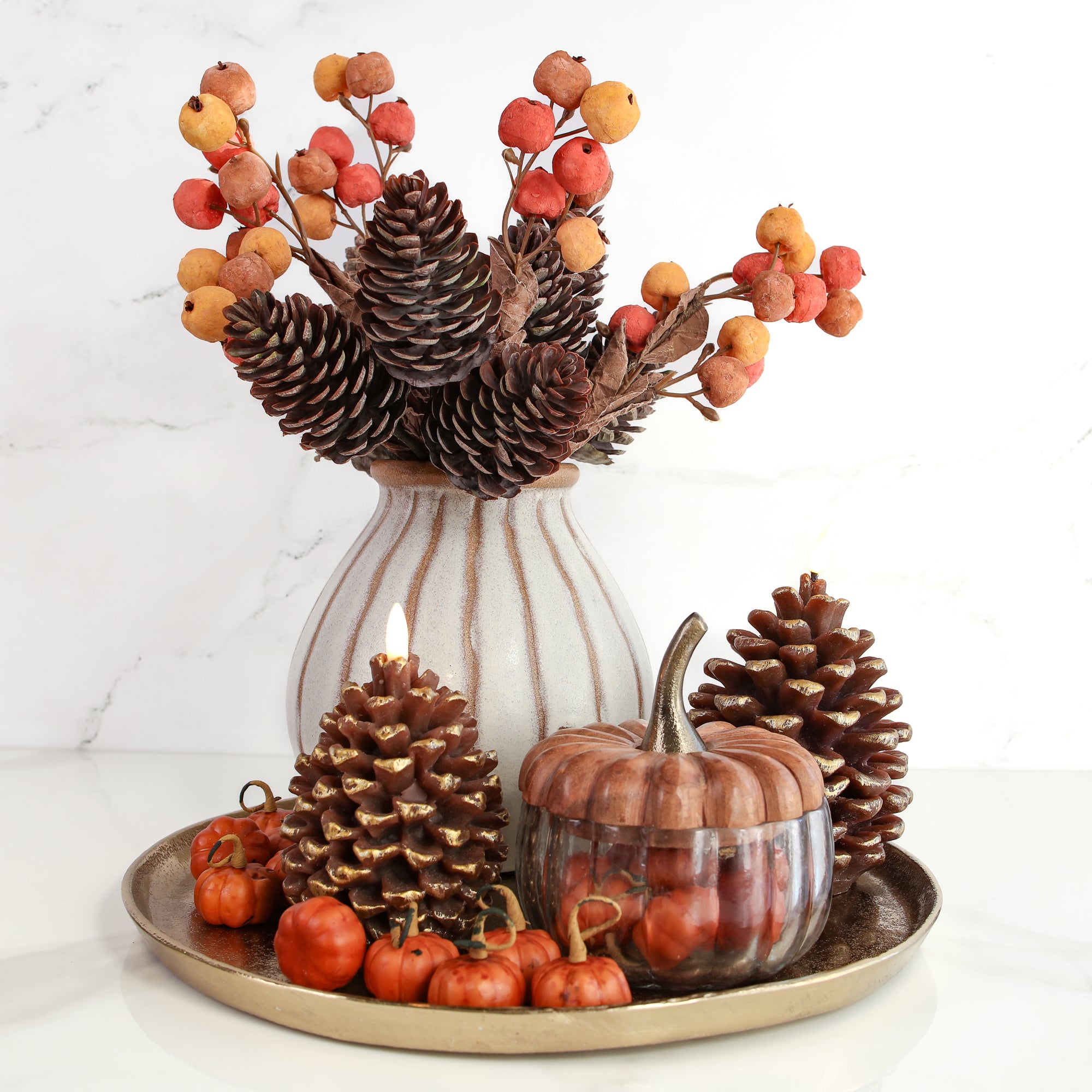 Glass Pumpkin Dishes with Wood Lids- Small or Large