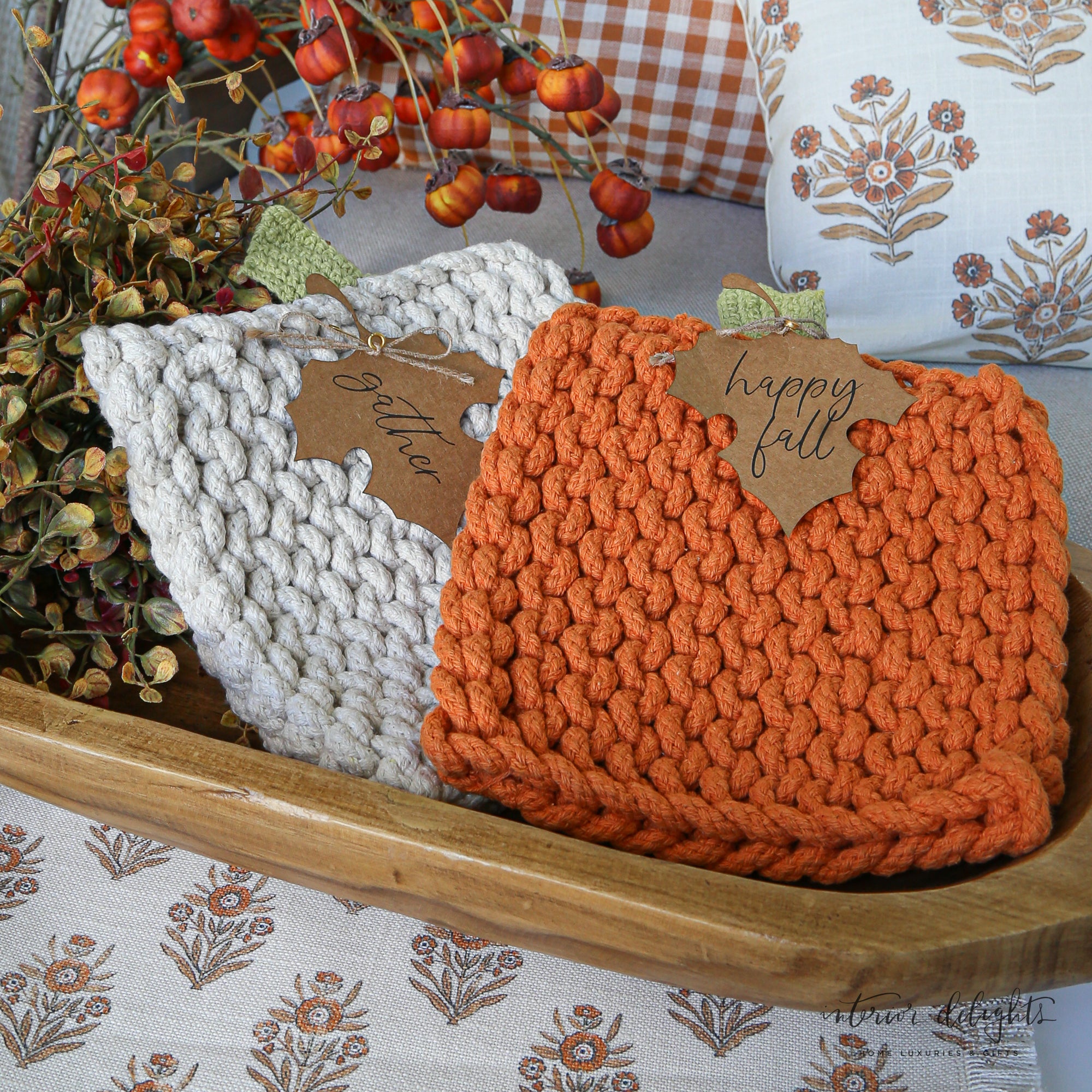 Pumpkin Knit Pot Holders- 2 Styles