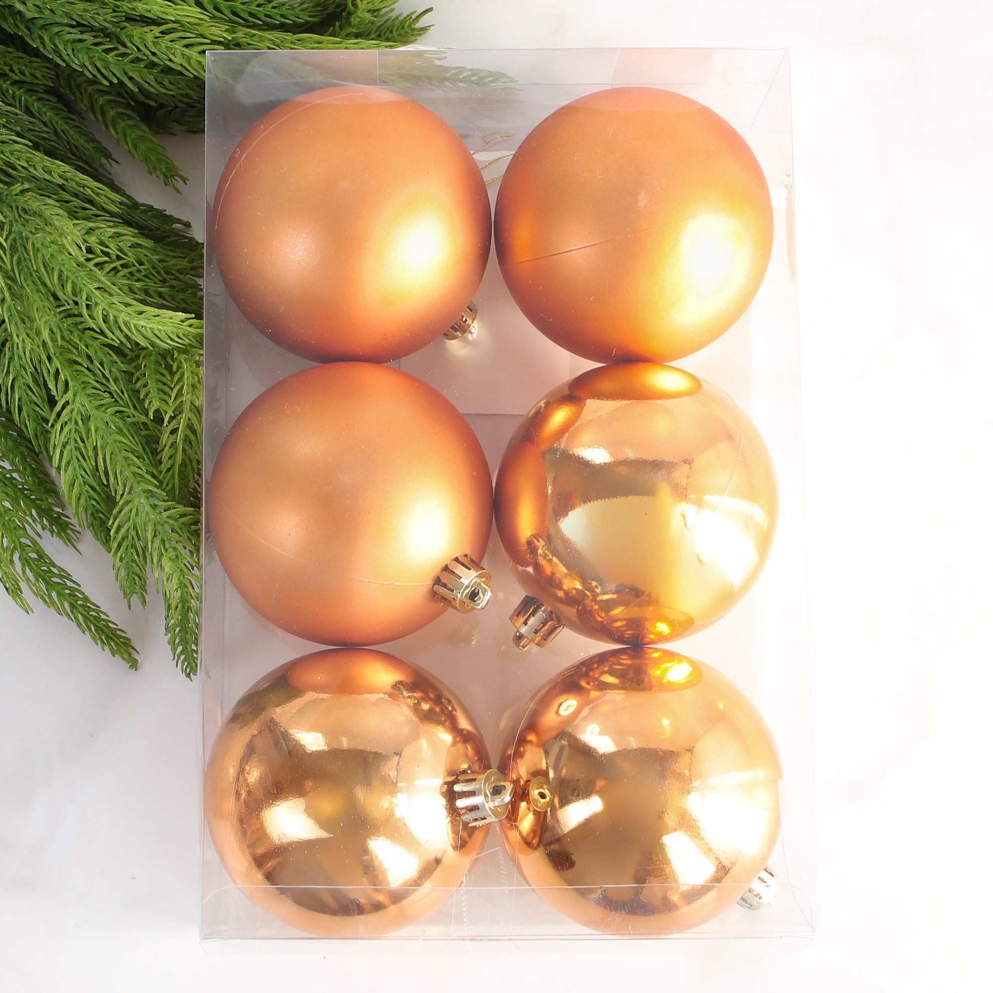 3" Brandy Shatterproof Ornaments Set of 6 - Interior Delights