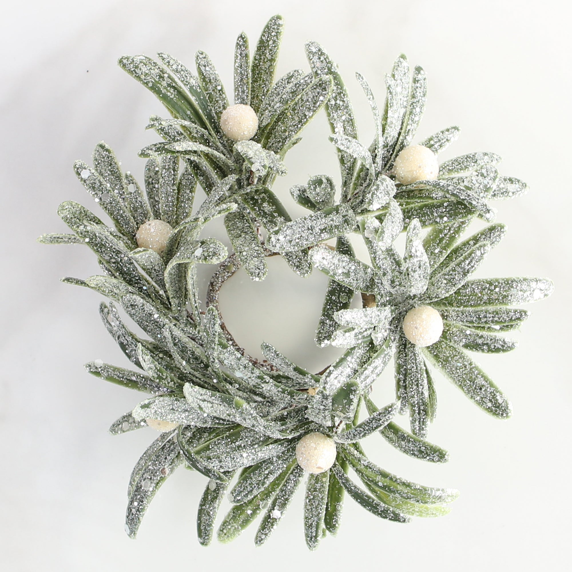 4" Frosted Mistletoe Mini Ring