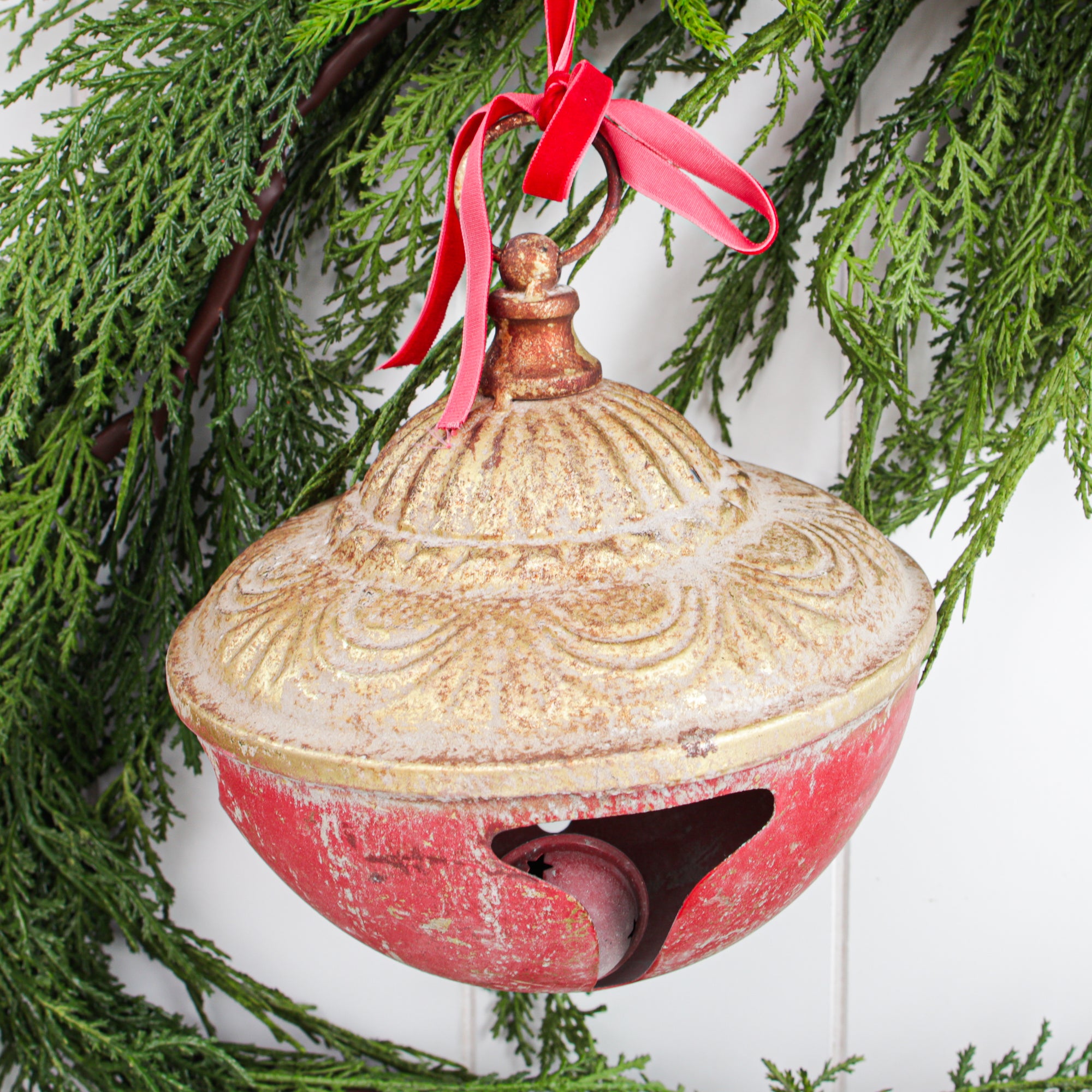 6.25" Vintage Red and Gold Bell
