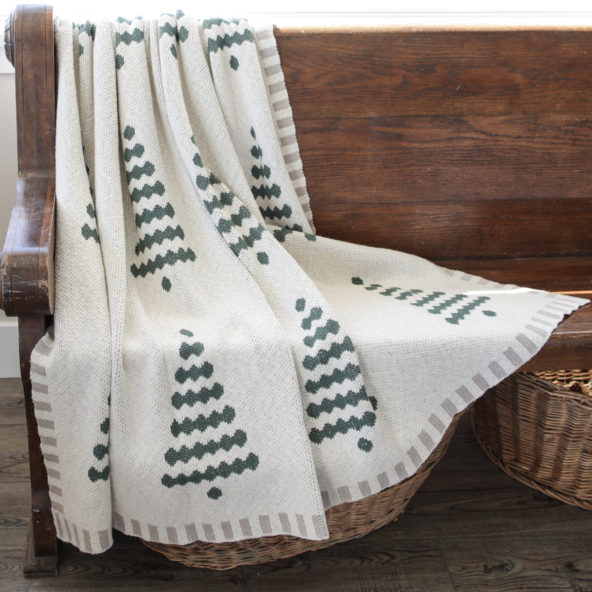 Cream Knit Tree Throw