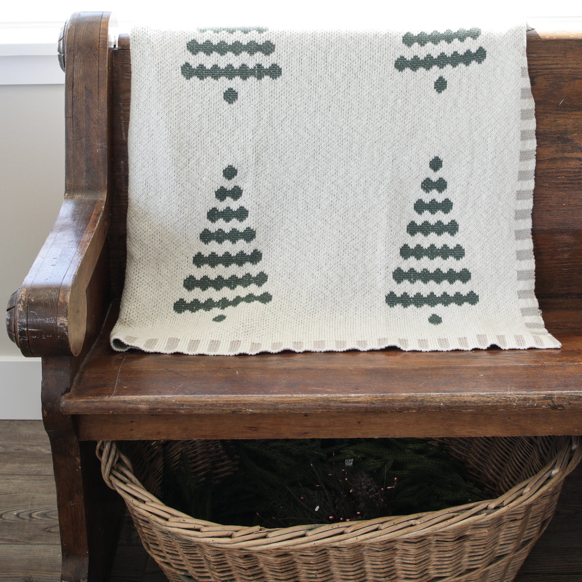 Cream Knit Tree Throw