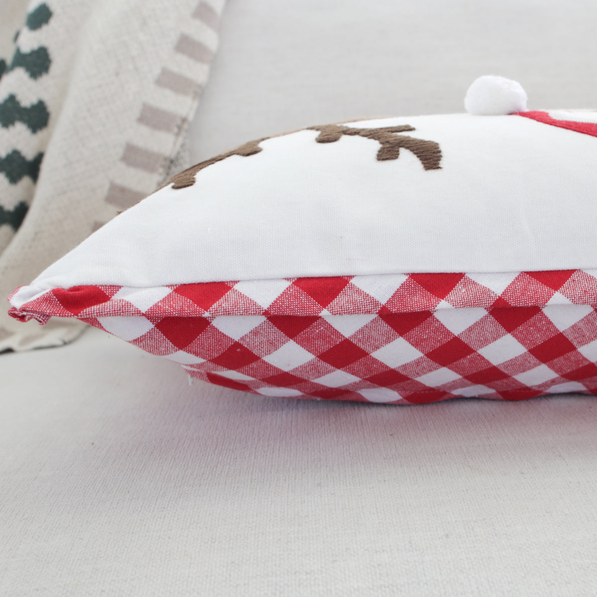 Long Lumbar Santa and Reindeer Pillow