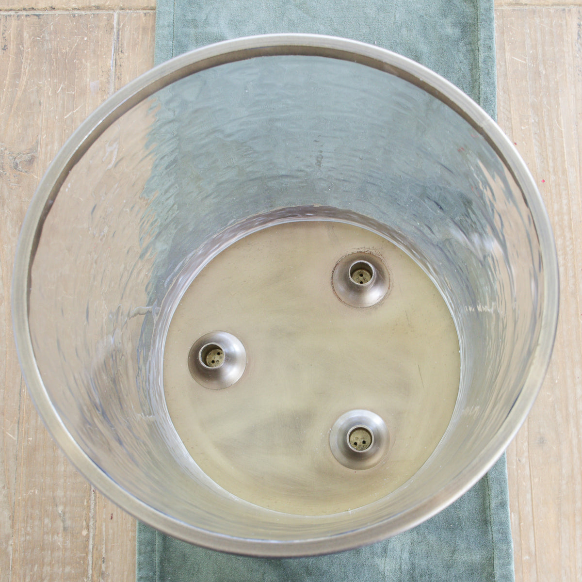 Giant Glass Hurricane with Antique Gold Accents