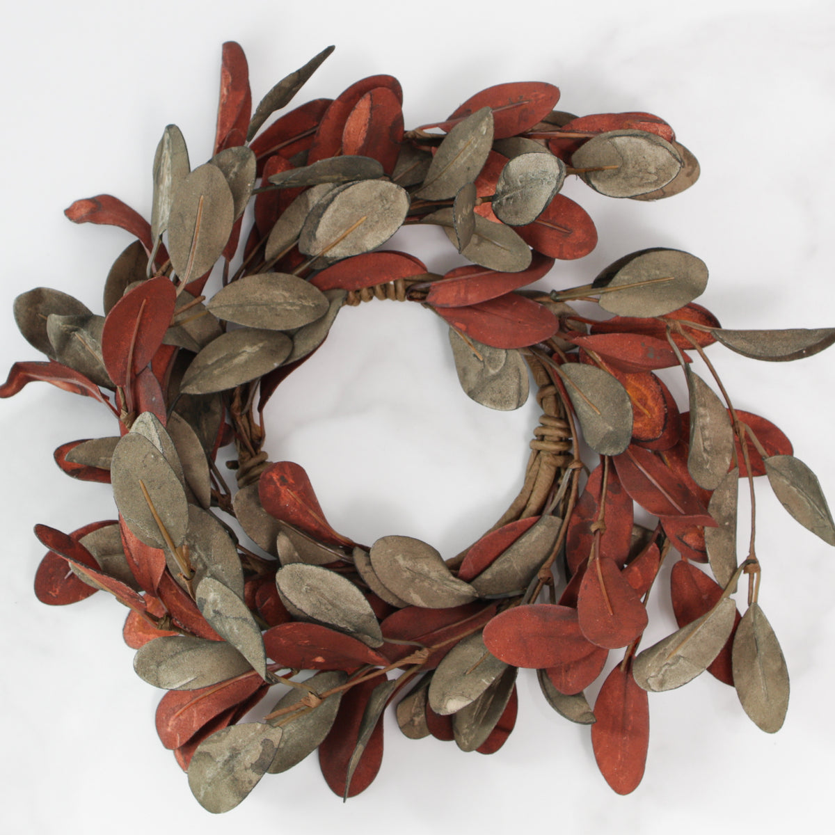 Mixed Fall Olive Leaf Candle Ring, Rust
