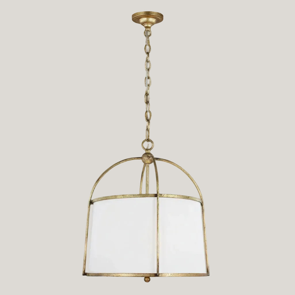 Jen - Antique Gold Chandelier with Linen Shade - Interior Delights