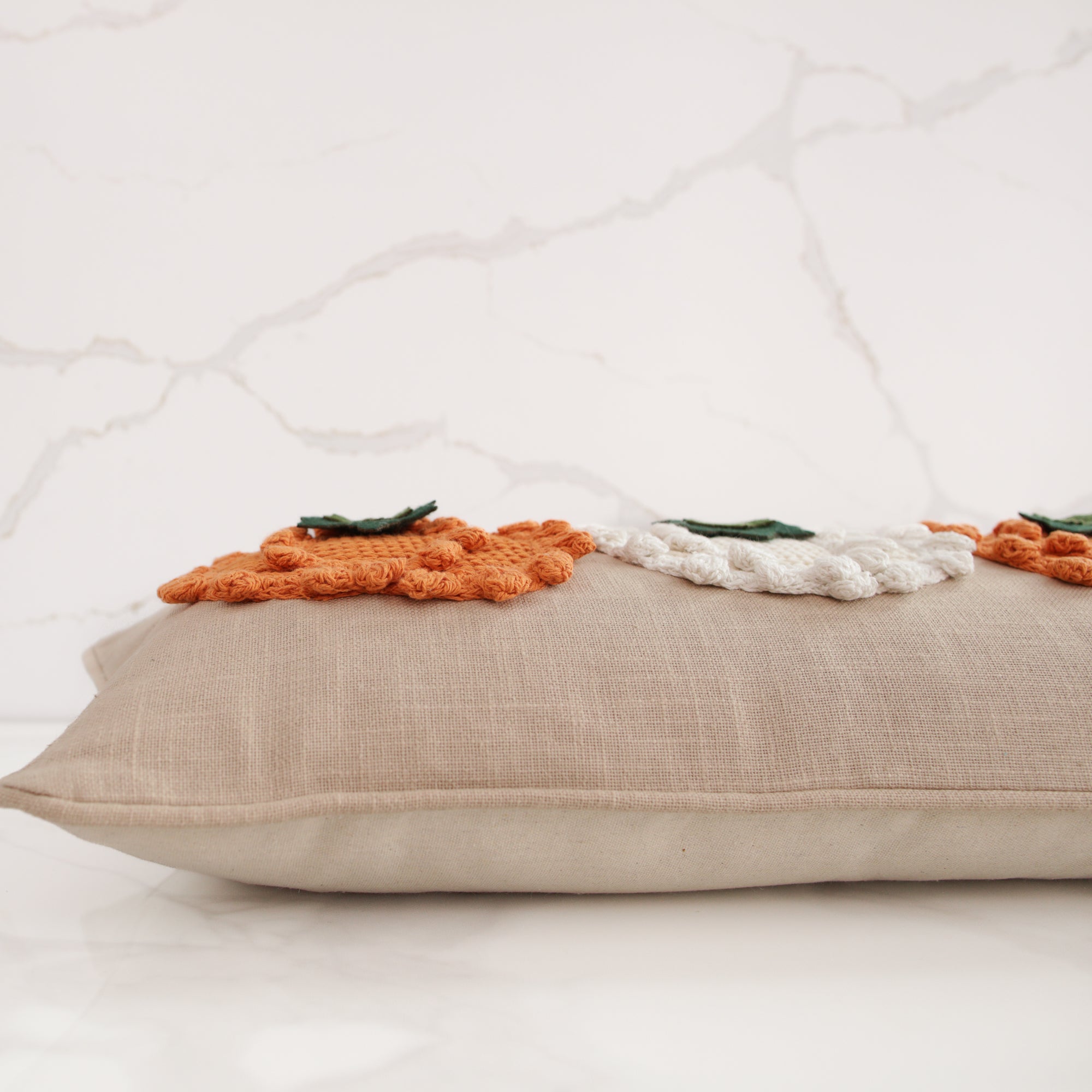 Long Lumbar Pumpkin Knit Pillow