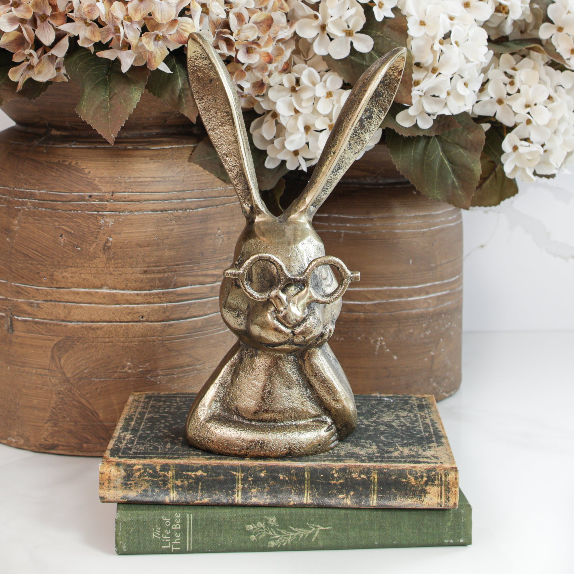 Gold Eyeglass Bunny Figure - Interior Delights