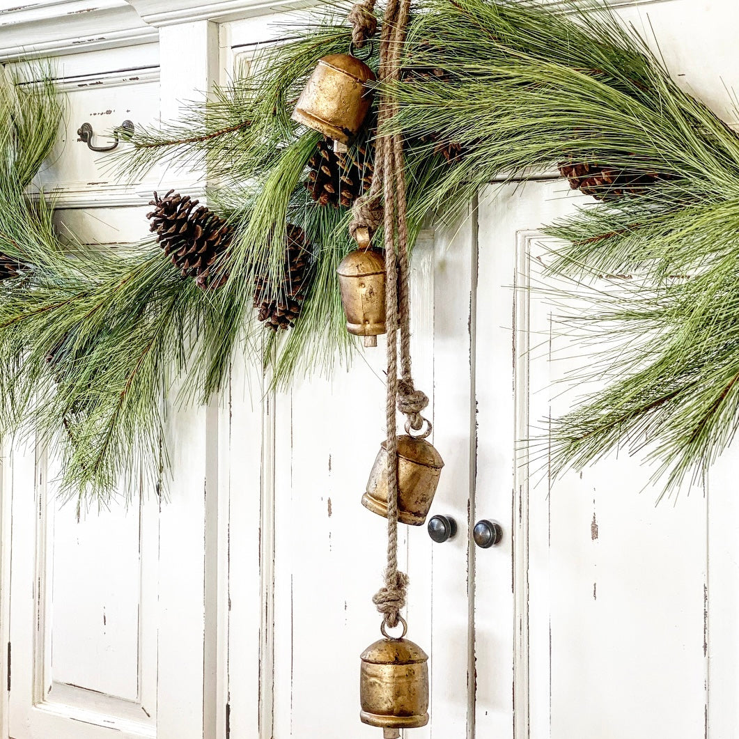 DOORBUSTER 4 Rustic Iron Bells on Rope - Interior Delights