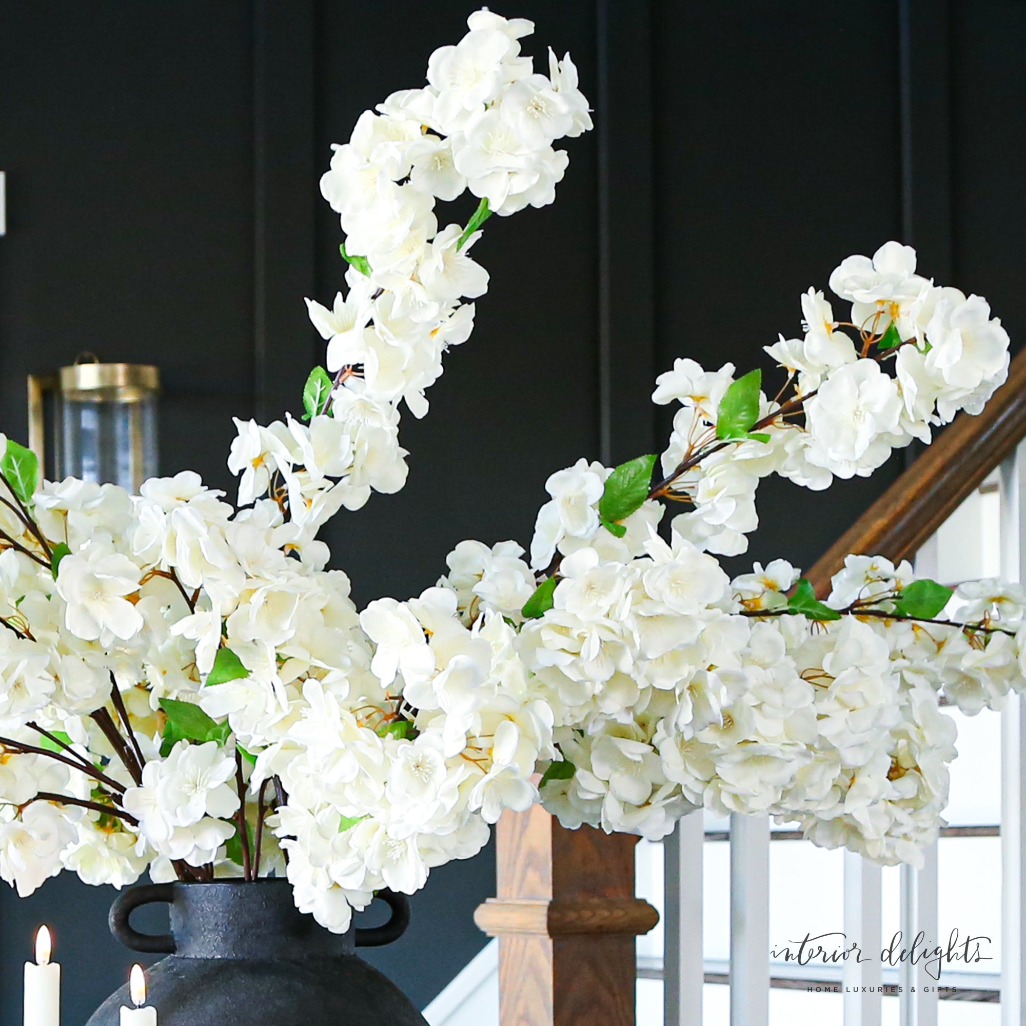 Elegant 44in Cherry Blossom Spray with creamy white blossoms, ideal for adding a relaxed cottage vibe.