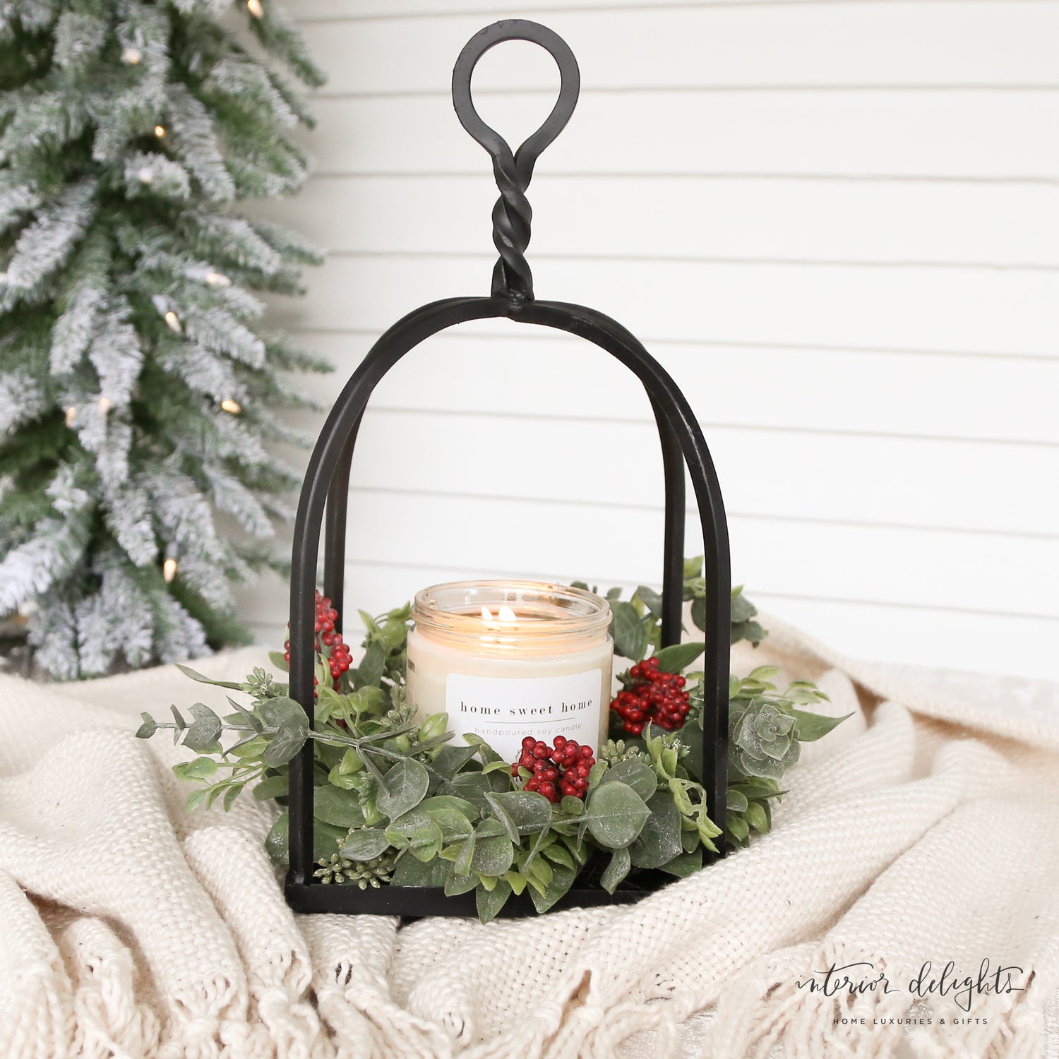 Stylish Twisted Top Lantern ideal for seasonal decor, measuring 14" H x 7.7" W.