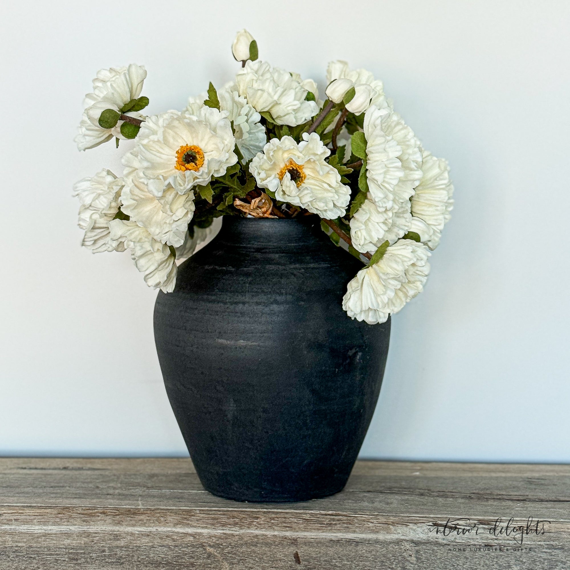 Decorative arrangement featuring the 13" Cream Poppy Bundle in a chic vase.
