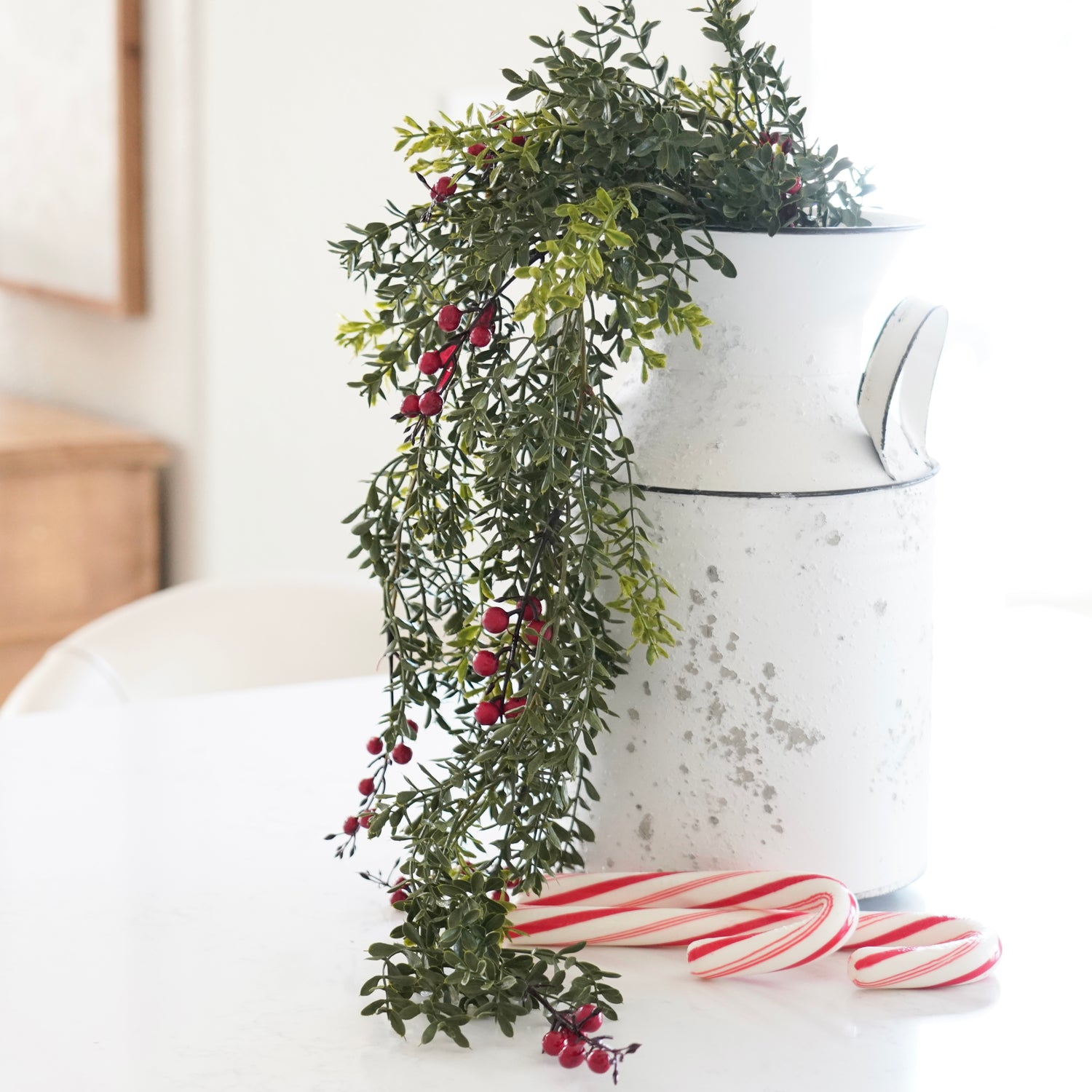 32" Draping Boxwood with Berries - Interior Delights