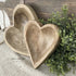 Wood Carved Hearts - Set of 2, beautifully crafted rustic wood hearts ideal for home decor or gifting.