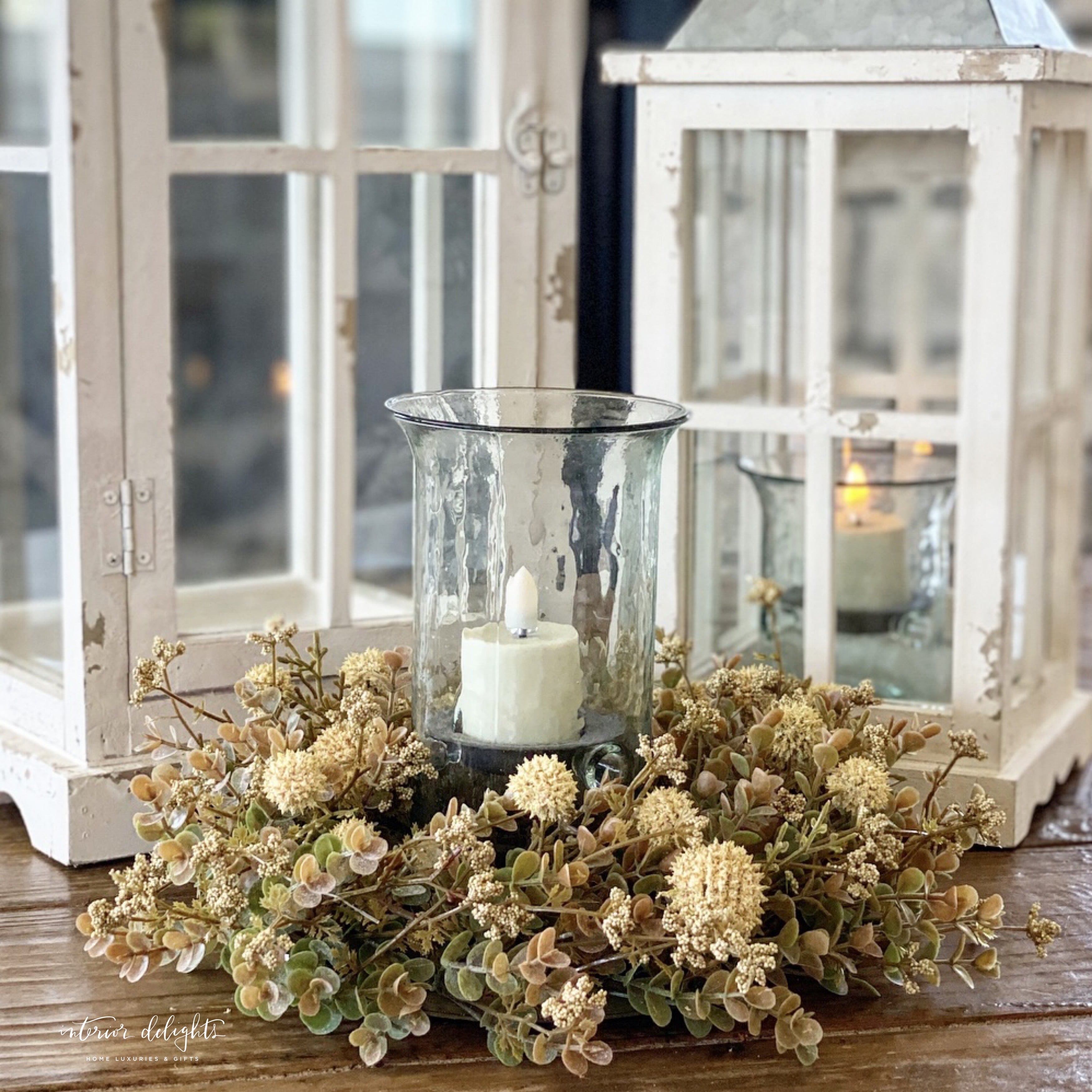 14” Cream Garden Candle Ring - Interior Delights