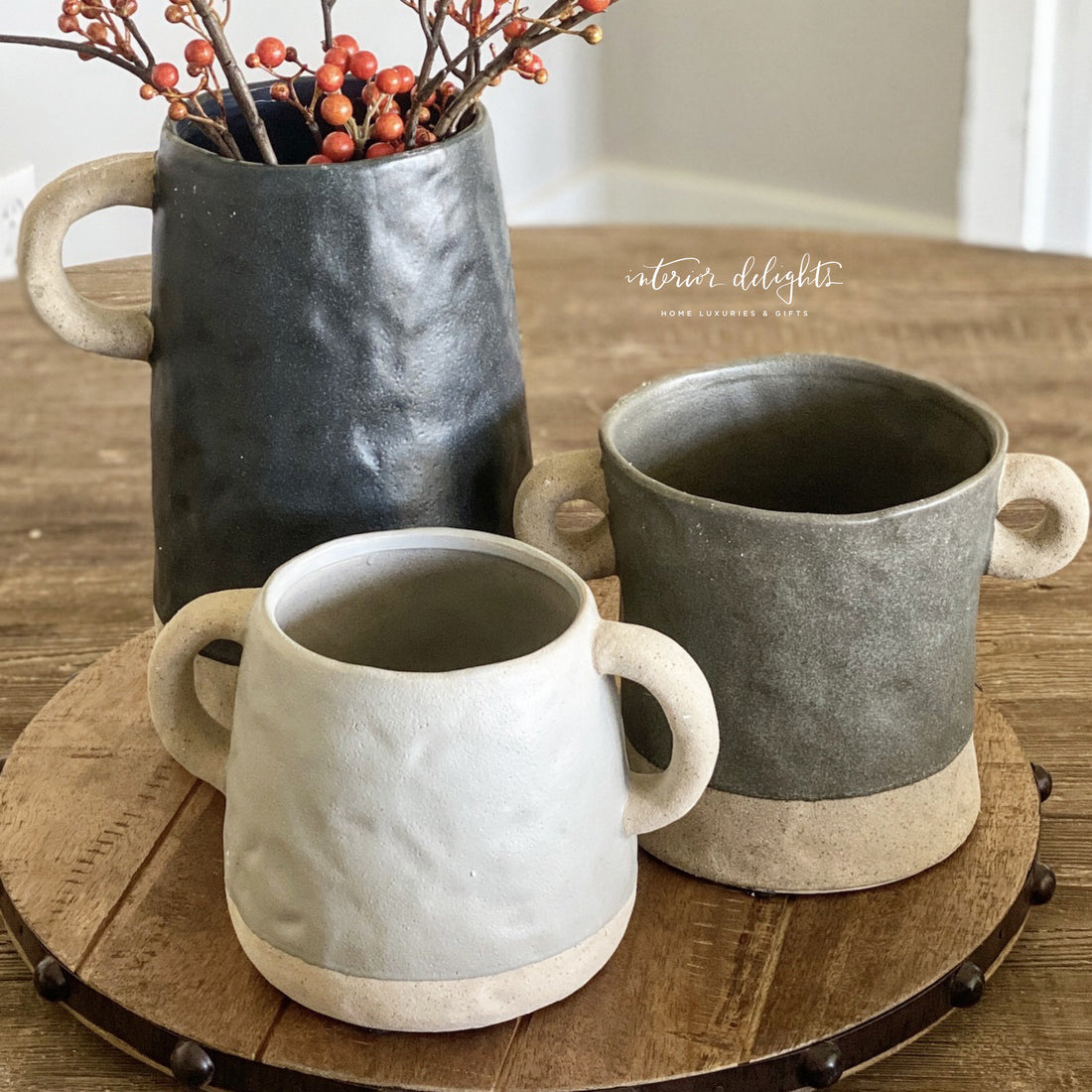 Three Organic Shaped Ceramic Vases