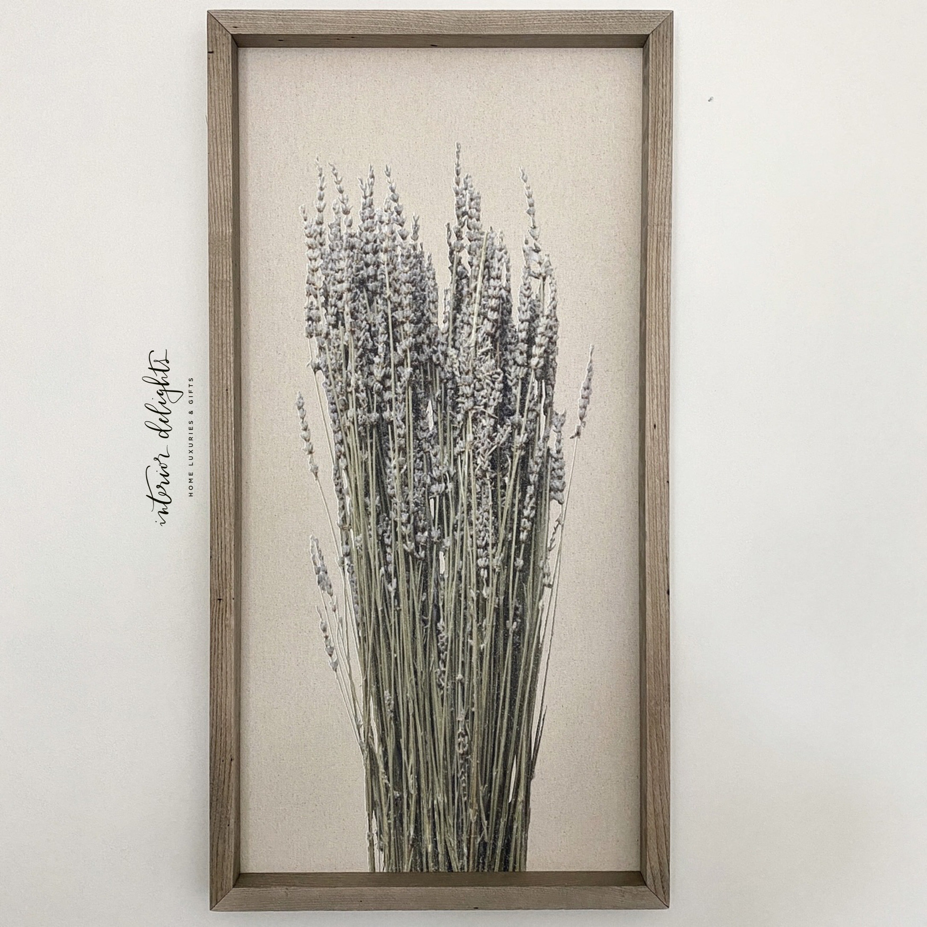 Close-up of a Botanical on Canvas with Wood Frame, showcasing the subtle texture and details of the flowers.