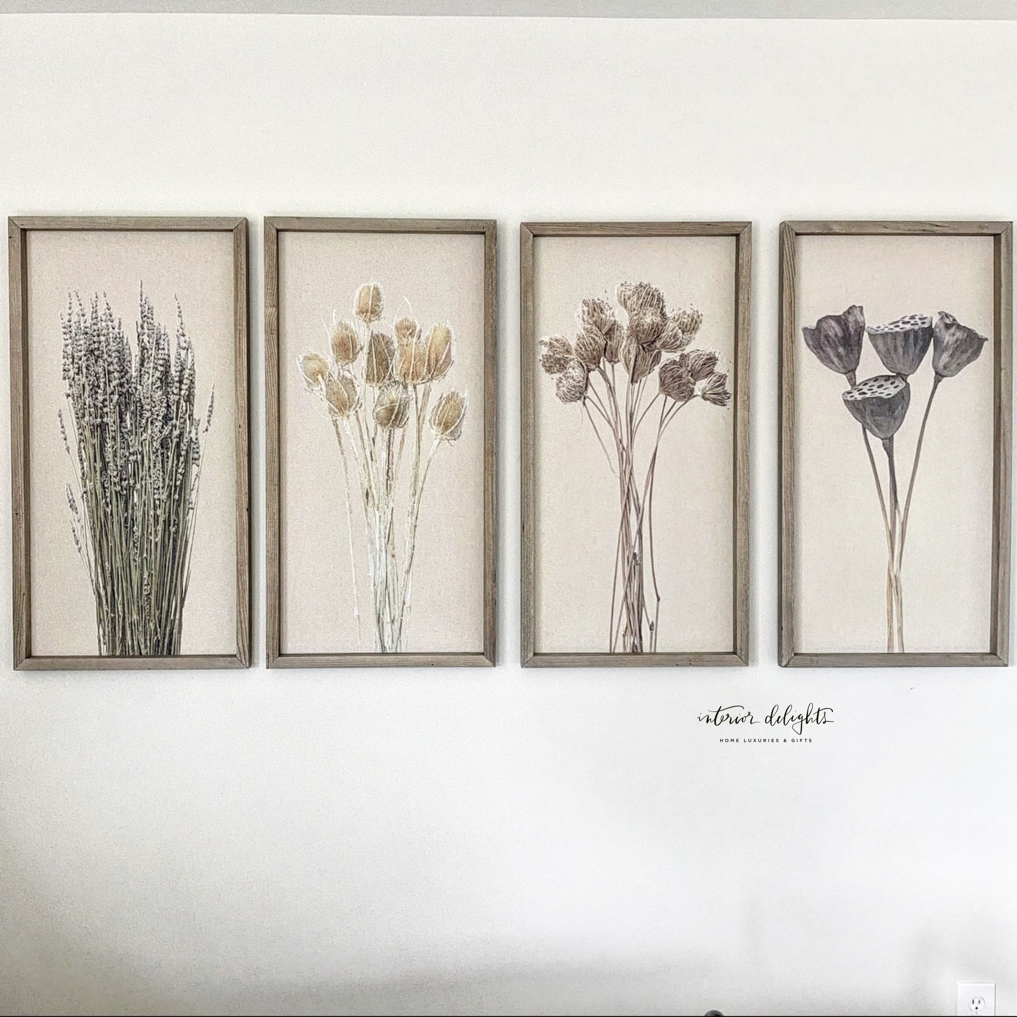Full perspective of Botanical on Canvas with Wood Frame, highlighting its handmade quality.